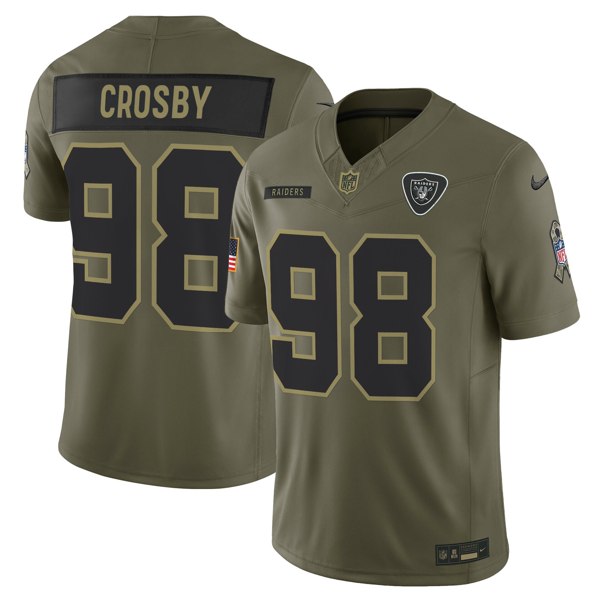 Men's Las Vegas Raiders 2025 Salute to Service Vapor Limited Maxx Crosby Jersey - All Stitched