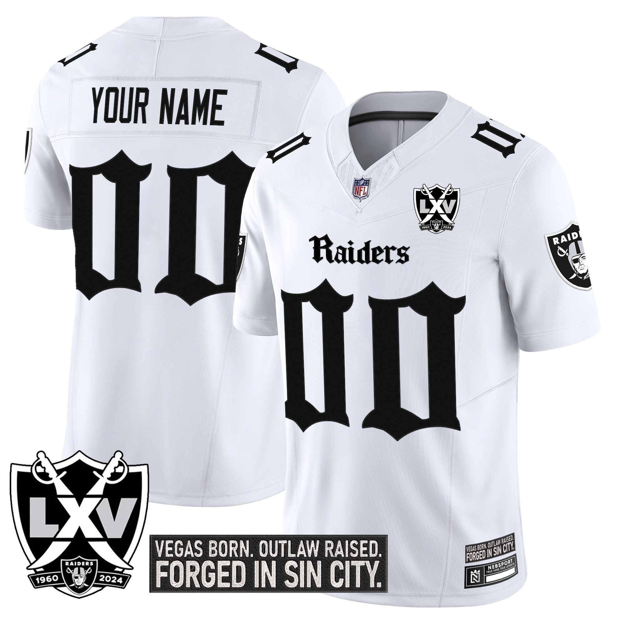 Men's Las Vegas Raiders Gothic Sin City Shadows Edition Vapor Limited Custom White Jersey - All Stitched
