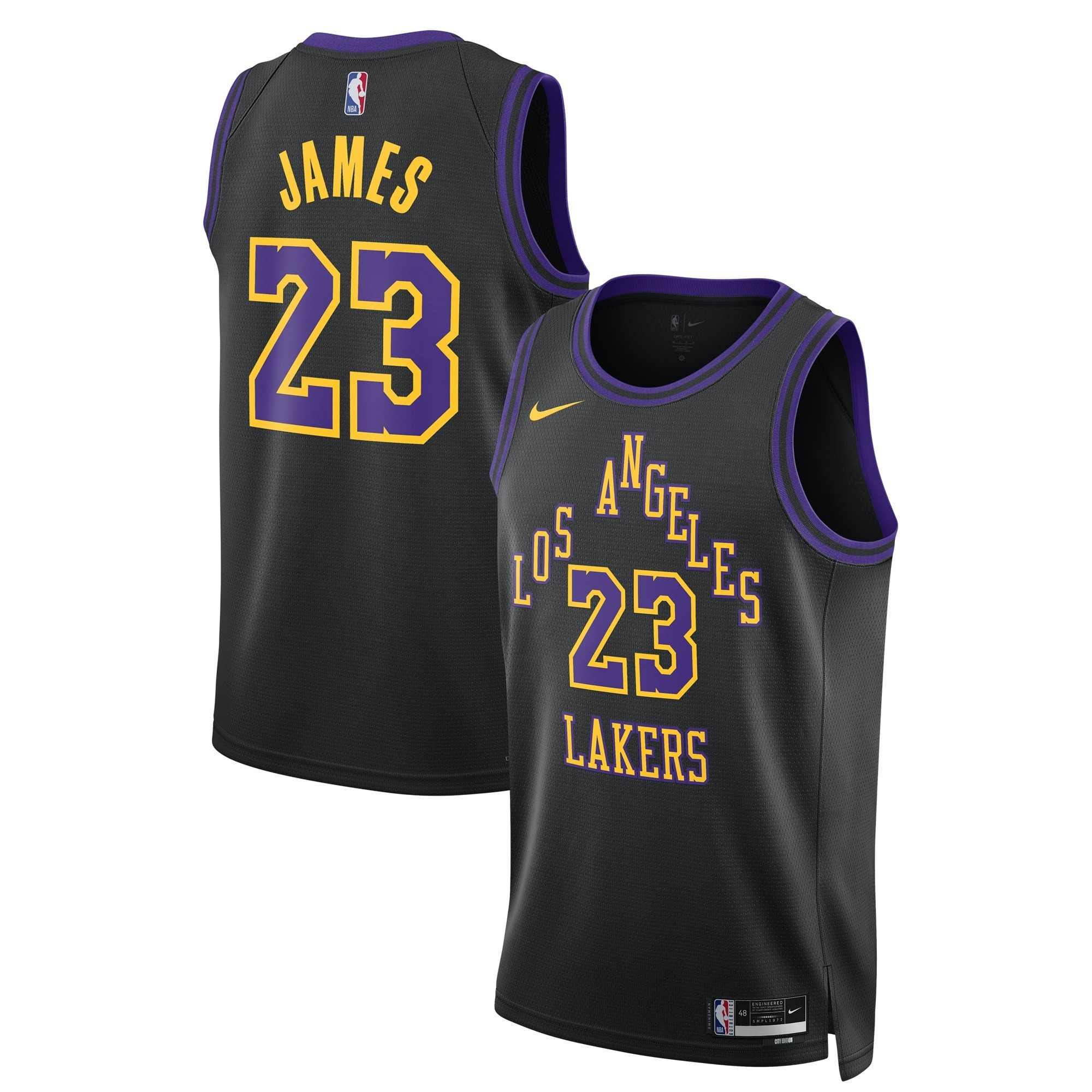 Men's LeBron James Los Angeles Lakers 2023/24 Swingman City Edition Black Jersey - All Stitched