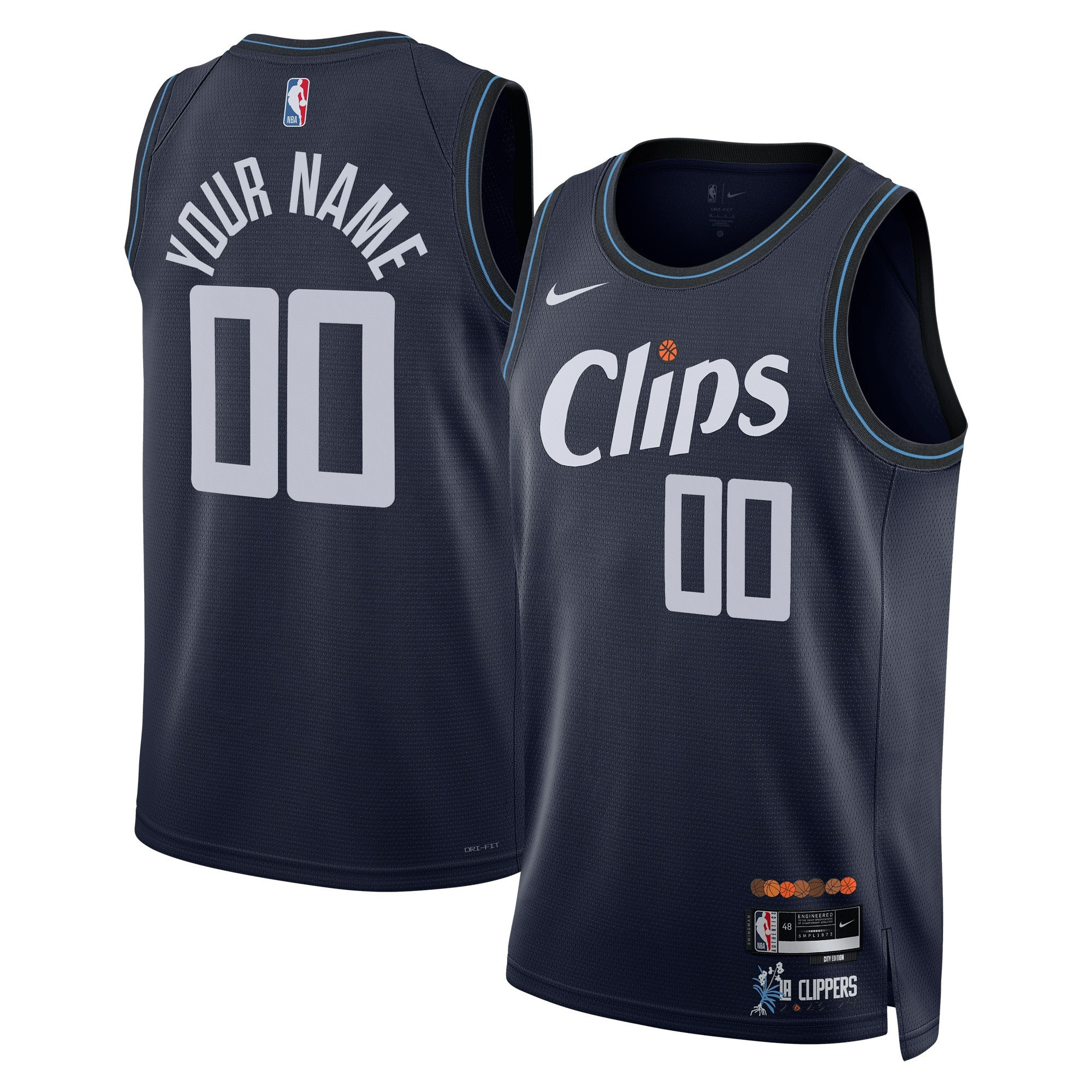 Men's Los Angeles Clippers 2023/24 Swingman City Edition Custom Navy Jersey - All Stitched