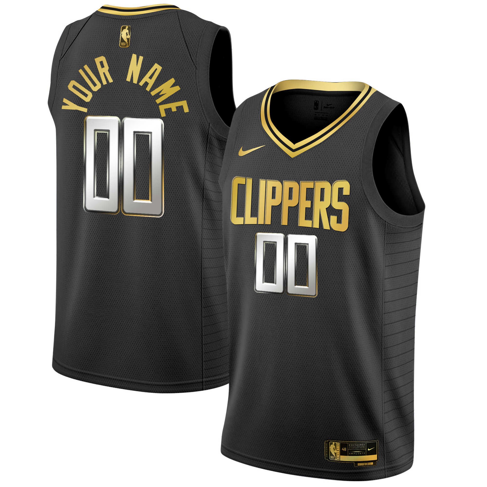 Men's Los Angeles Clippers Swingman Custom Black Gold Jersey - All Stitched