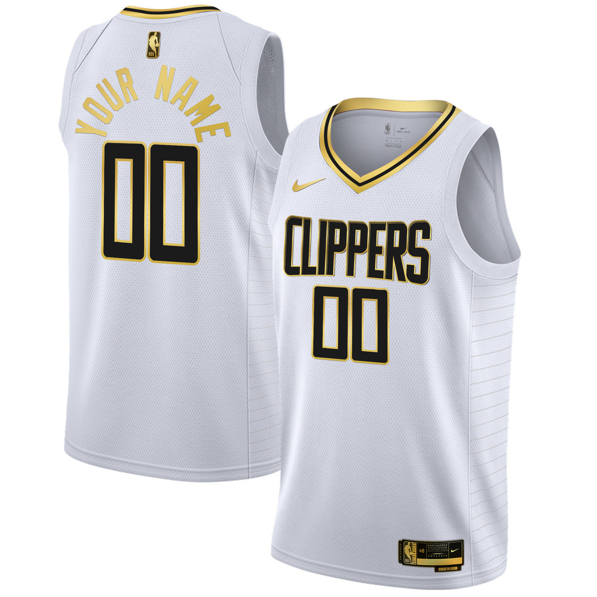 Men's Los Angeles Clippers Swingman Custom White Gold Jersey - All Stitched