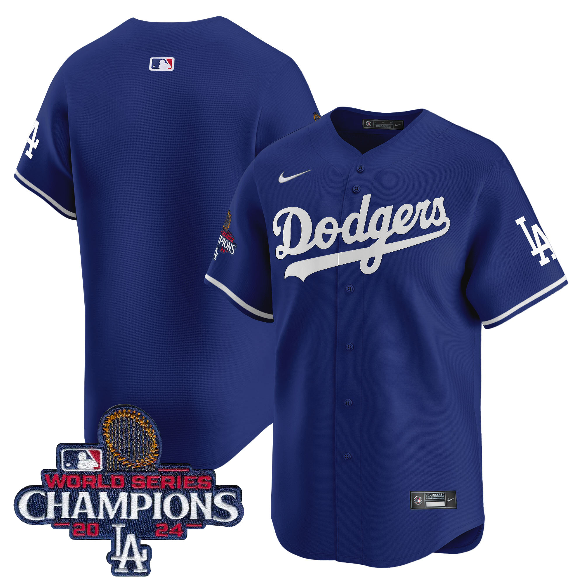 Men's Los Angeles Dodgers 2024 World Series Champions Patch Vapor Premier Limited Royal Jersey - All Stitched