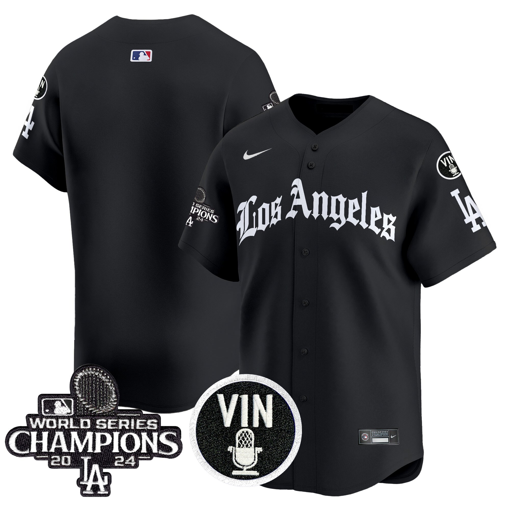 Men's Los Angeles Dodgers 2025 LA Gothic Style Vapor Premier Limited Black Jersey - All Stitched
