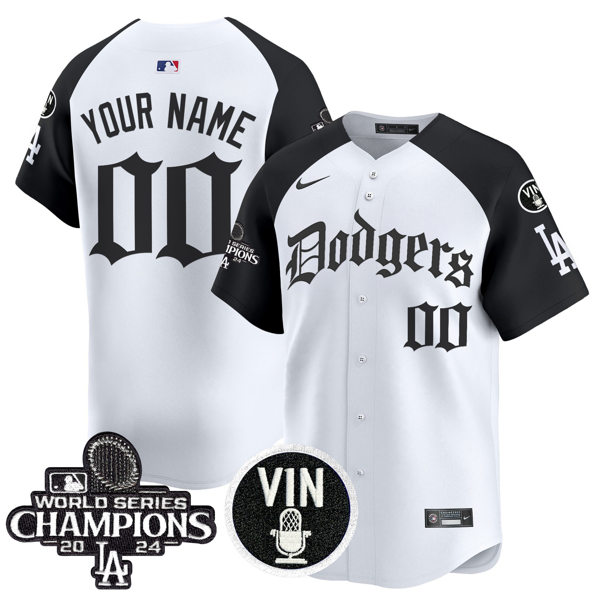 Men's Los Angeles Dodgers 2025 LA Gothic Style Vapor Premier Limited Custom Alternate Jersey V2 - All Stitched