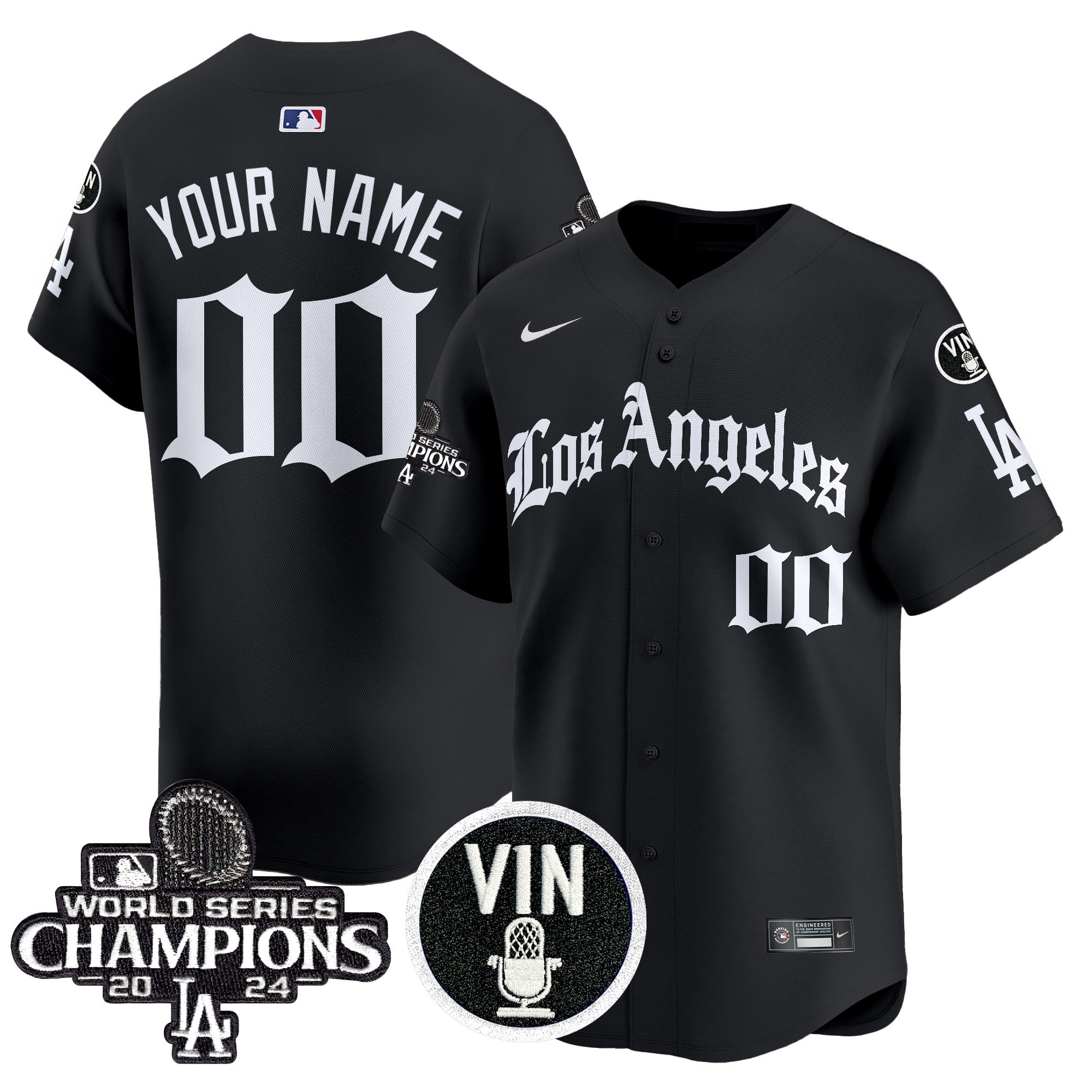 Men's Los Angeles Dodgers 2025 LA Gothic Style Vapor Premier Limited Custom Black Jersey - All Stitched