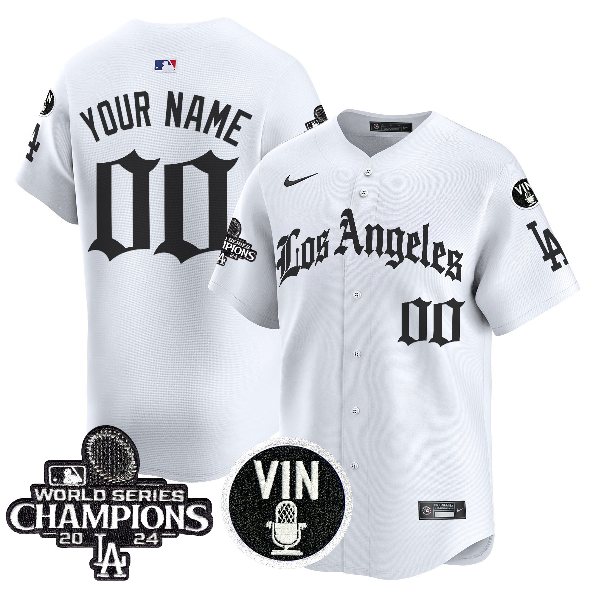Men's Los Angeles Dodgers 2025 LA Gothic Style Vapor Premier Limited Custom White Jersey - All Stitched