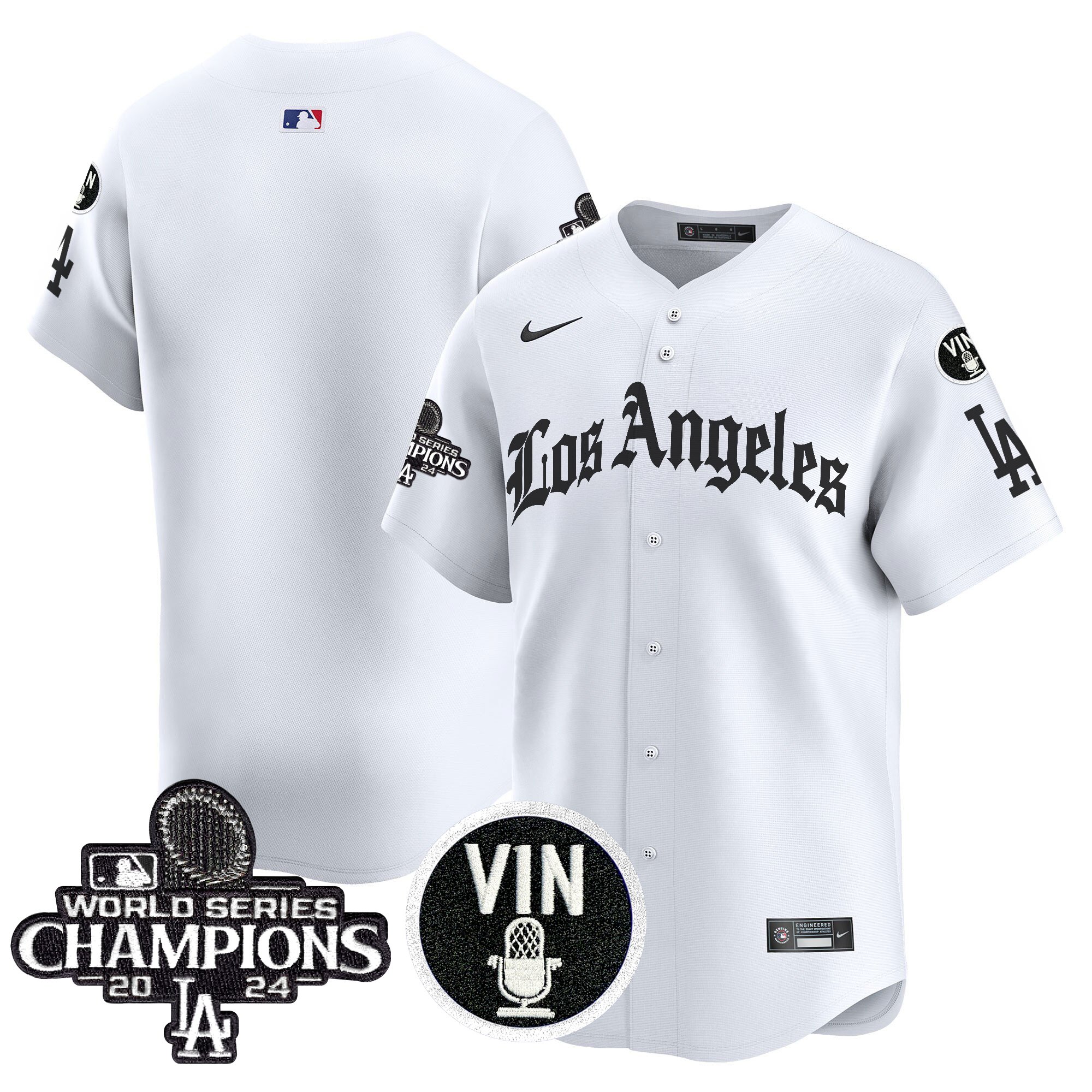 Men's Los Angeles Dodgers 2025 LA Gothic Style Vapor Premier Limited White Jersey - All Stitched