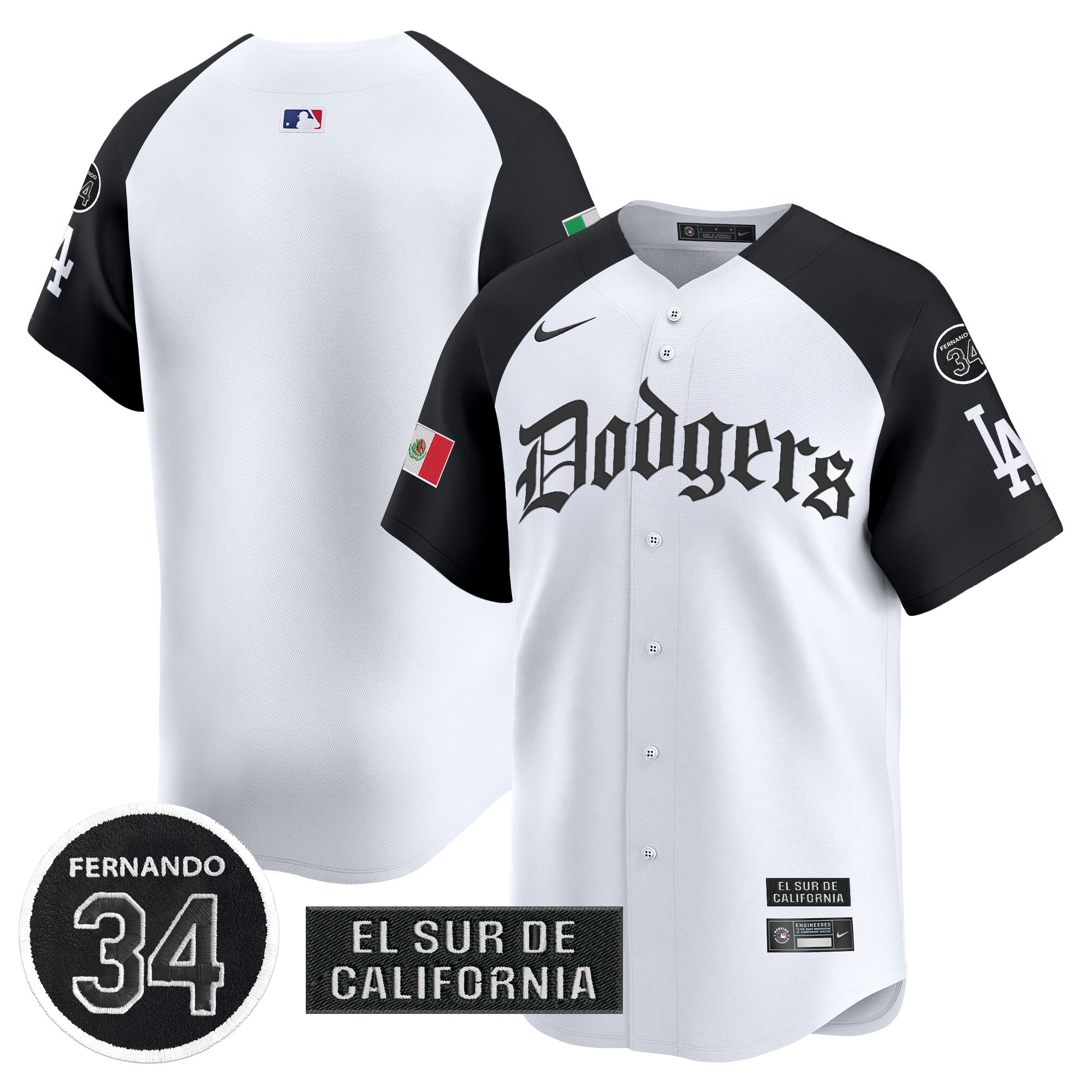 Men's Los Angeles Dodgers Mexico 2025 LA Gothic Style Vapor Premier Limited Alternate Jersey V2 - All Stitched