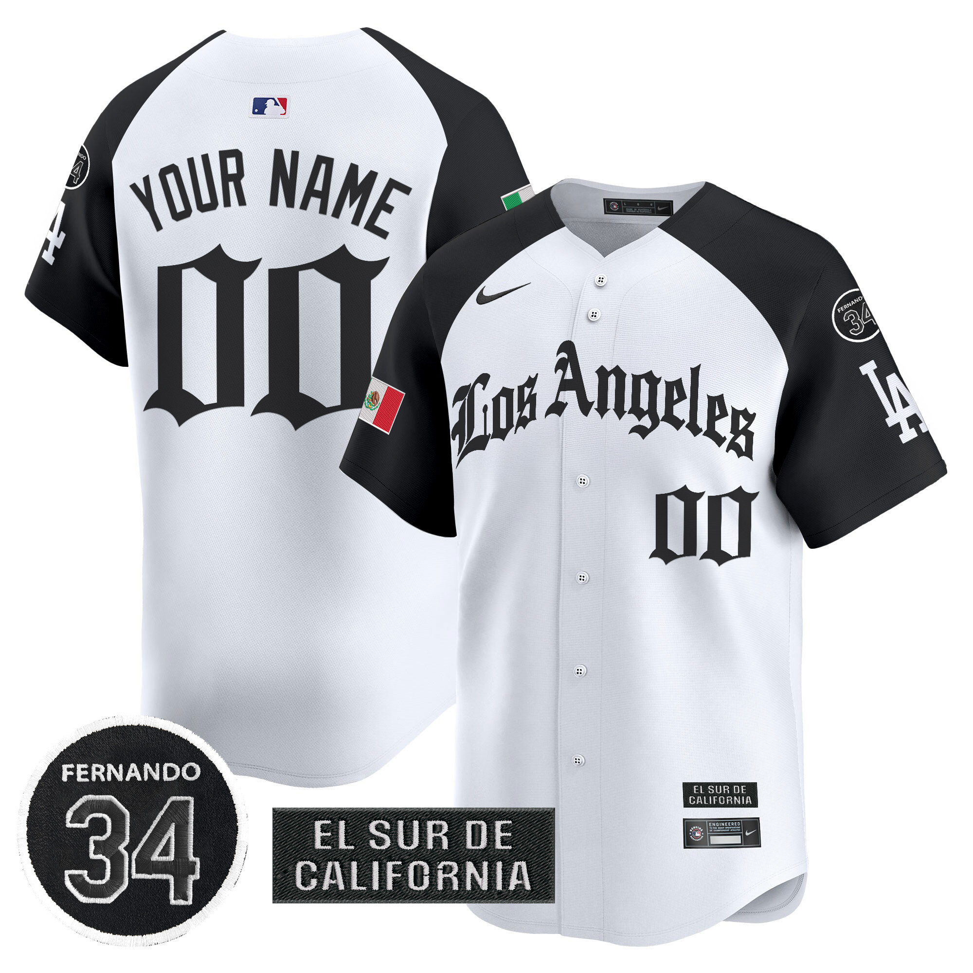 Men's Los Angeles Dodgers Mexico 2025 LA Gothic Style Vapor Premier Limited Custom Alternate Jersey - All Stitched