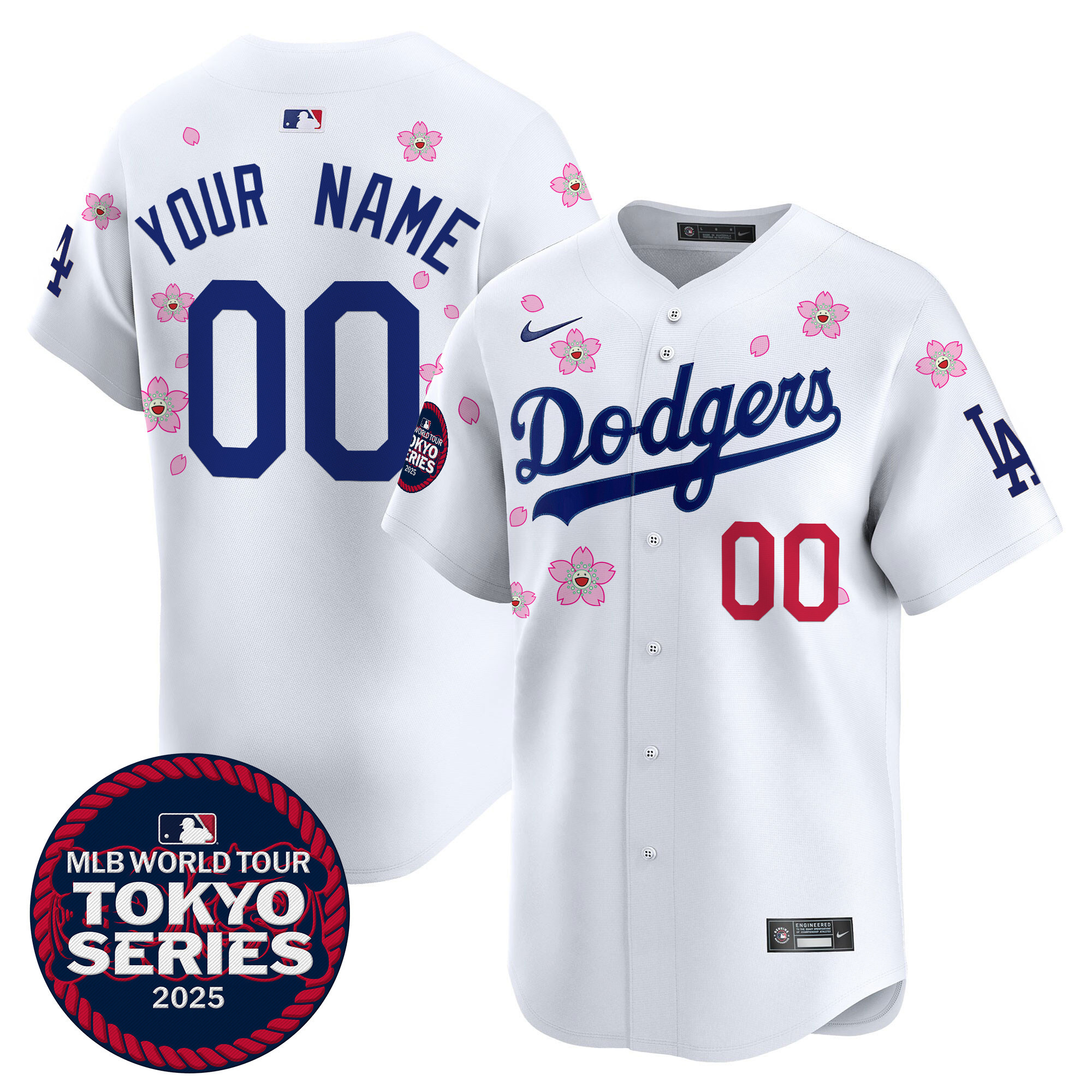 Men's Los Angeles Dodgers Tokyo Series 2025 Vapor Premier Limited Custom White Jersey V2 - Stitched