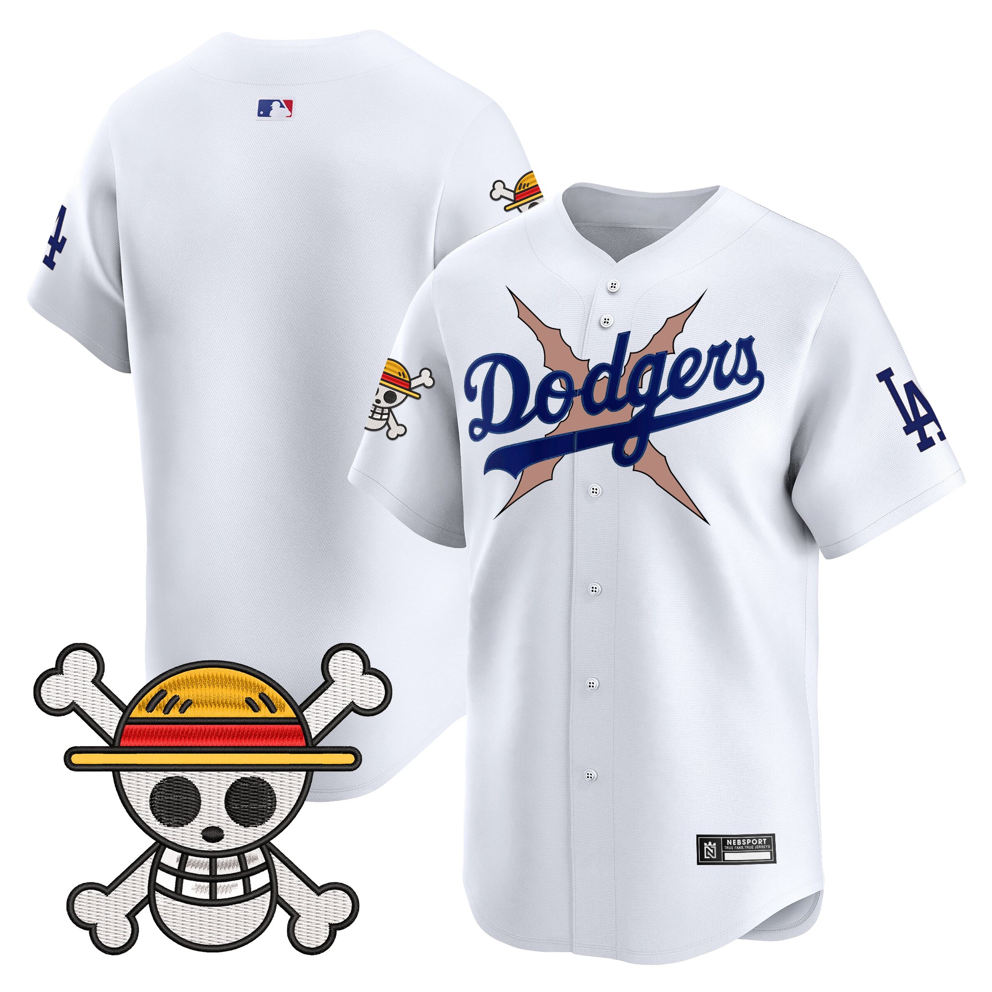 Men's Los Angeles Dodgers x One Piece 2025 Vapor Premier Limited White Jersey - Stitched