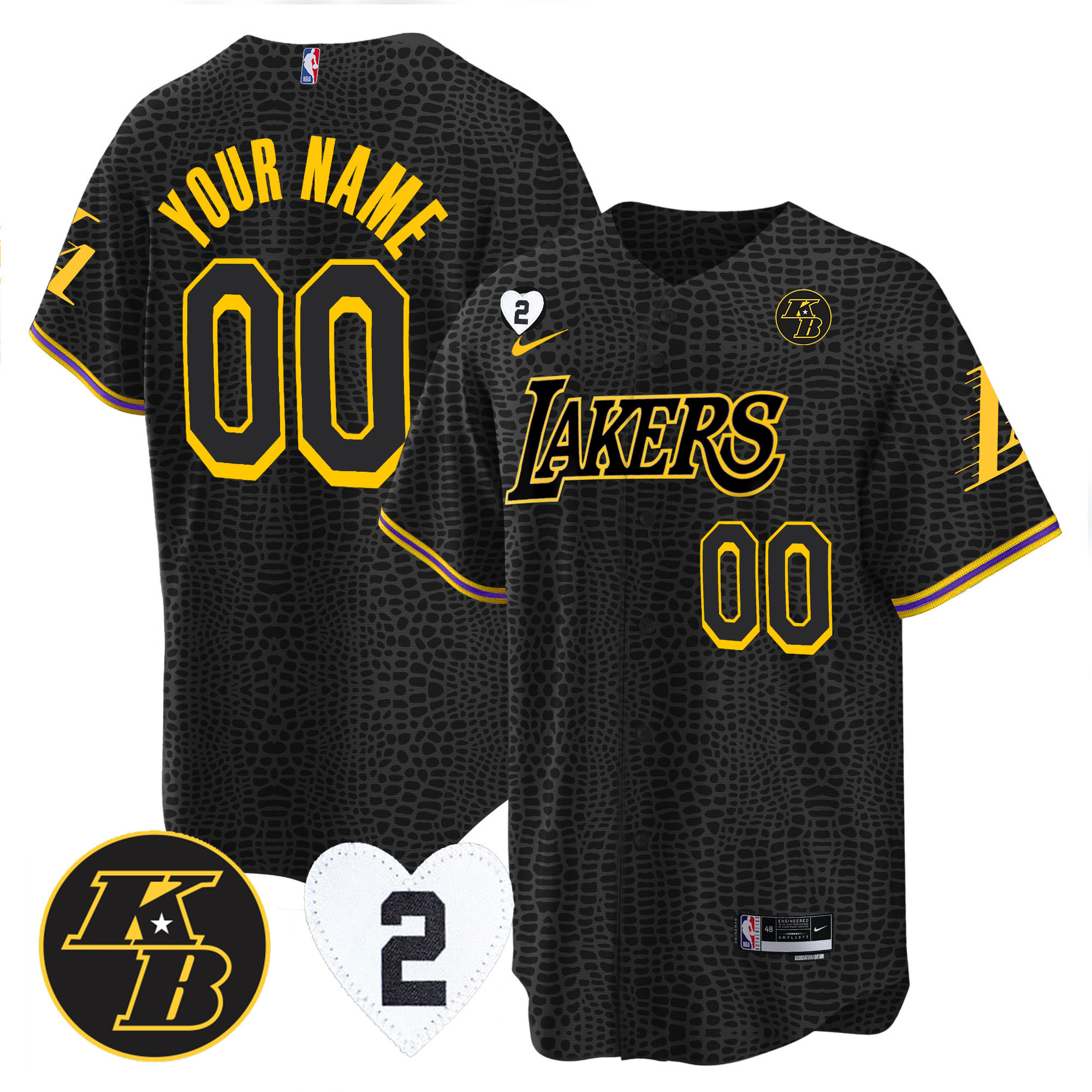 Men's Los Angeles Lakers Cool Base Mamba Custom Kobe & GiGi Jersey - All Stitched