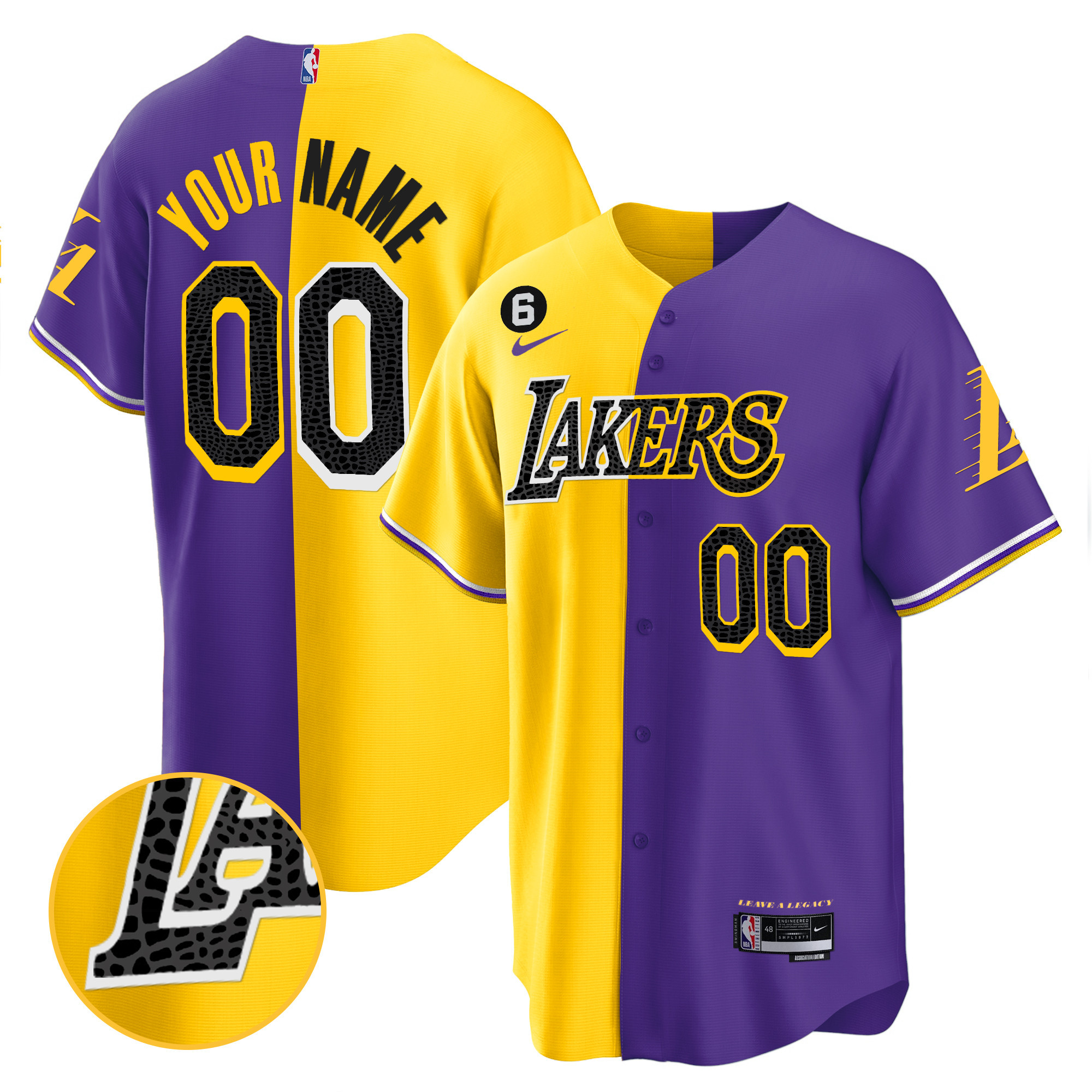 Men's Los Angeles Lakers Cool Base Mamba Custom Split Jersey - All Stitched