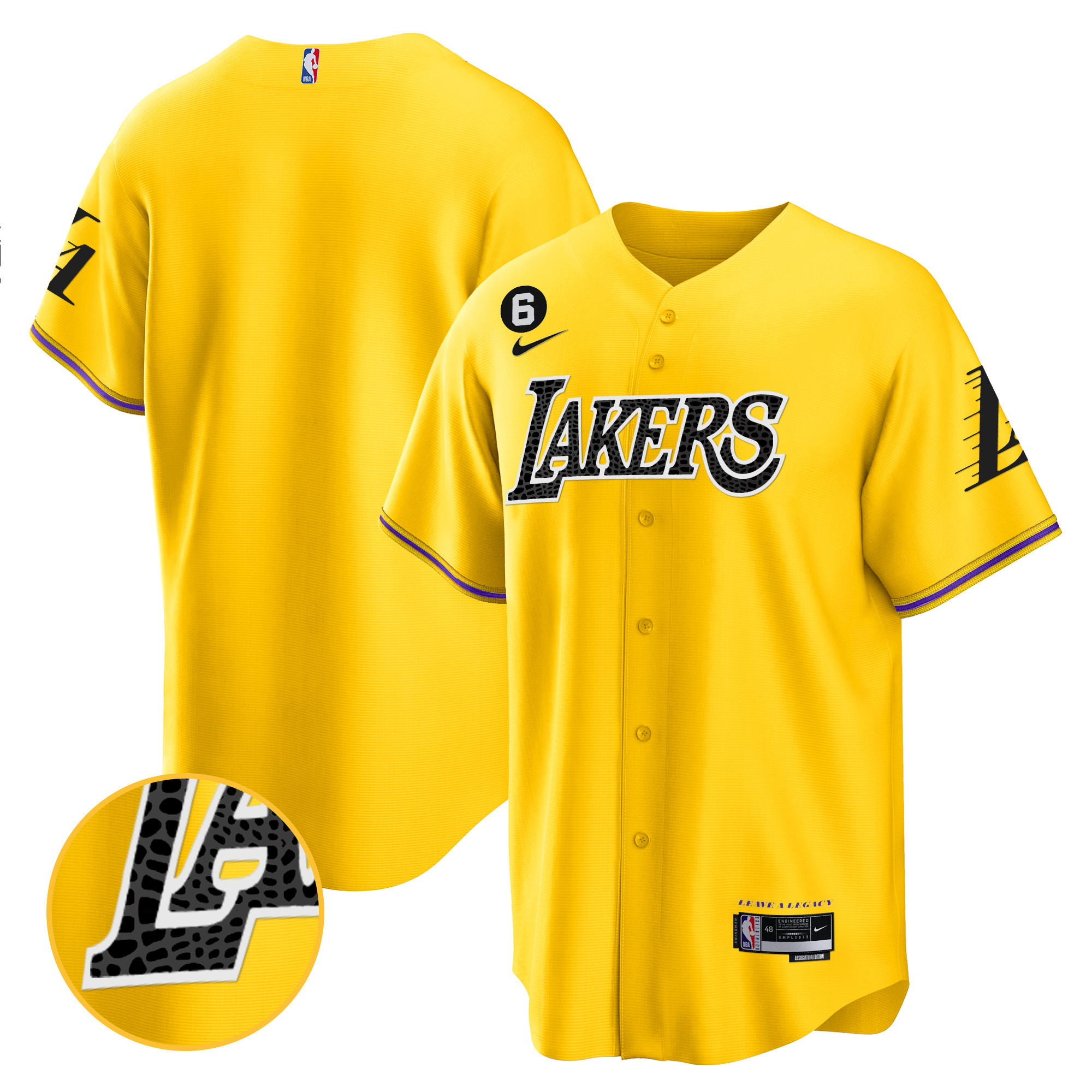 Men's Los Angeles Lakers Cool Base Mamba Gold Jersey - All Stitched