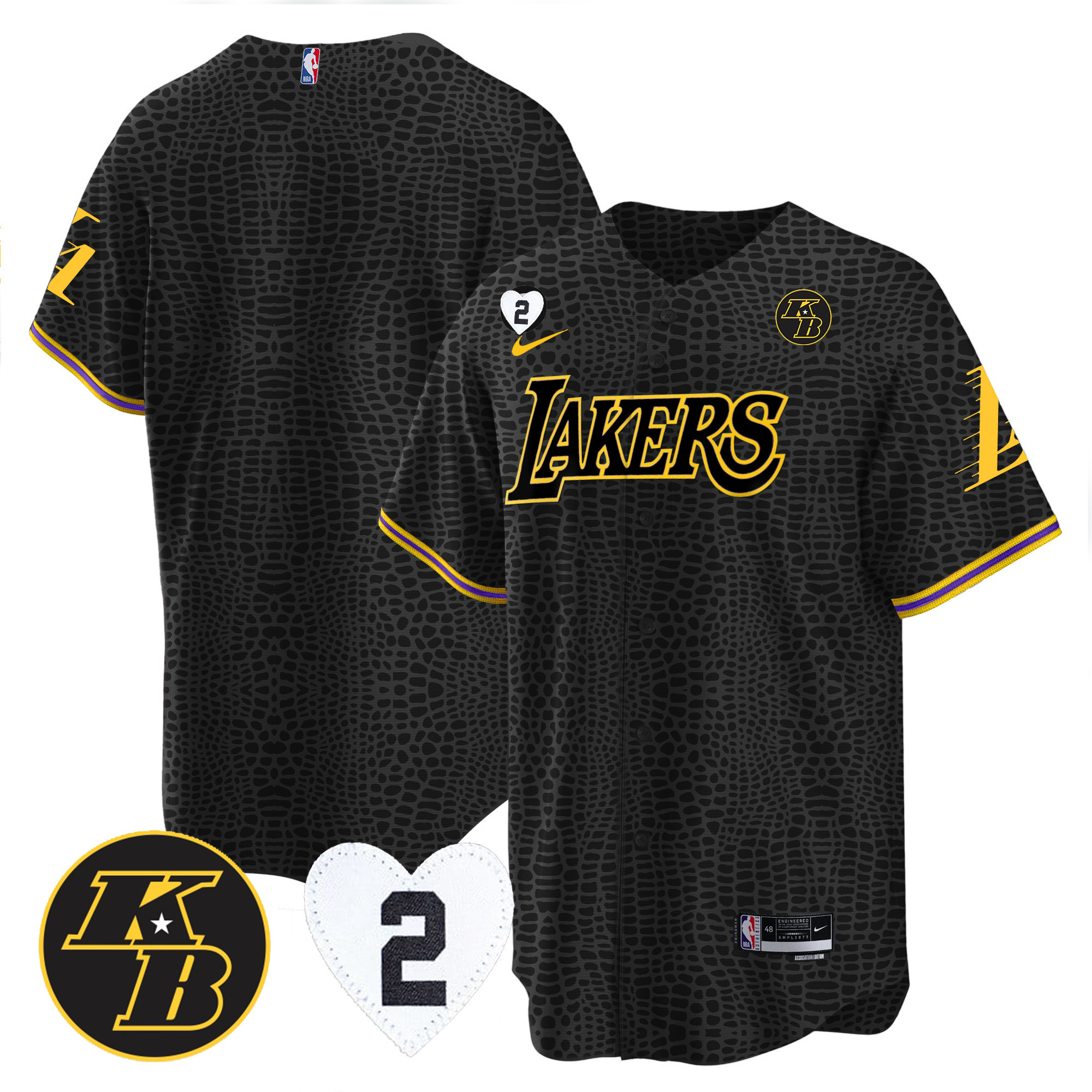 Men's Los Angeles Lakers Cool Base Mamba Kobe & GiGi Jersey - All Stitched