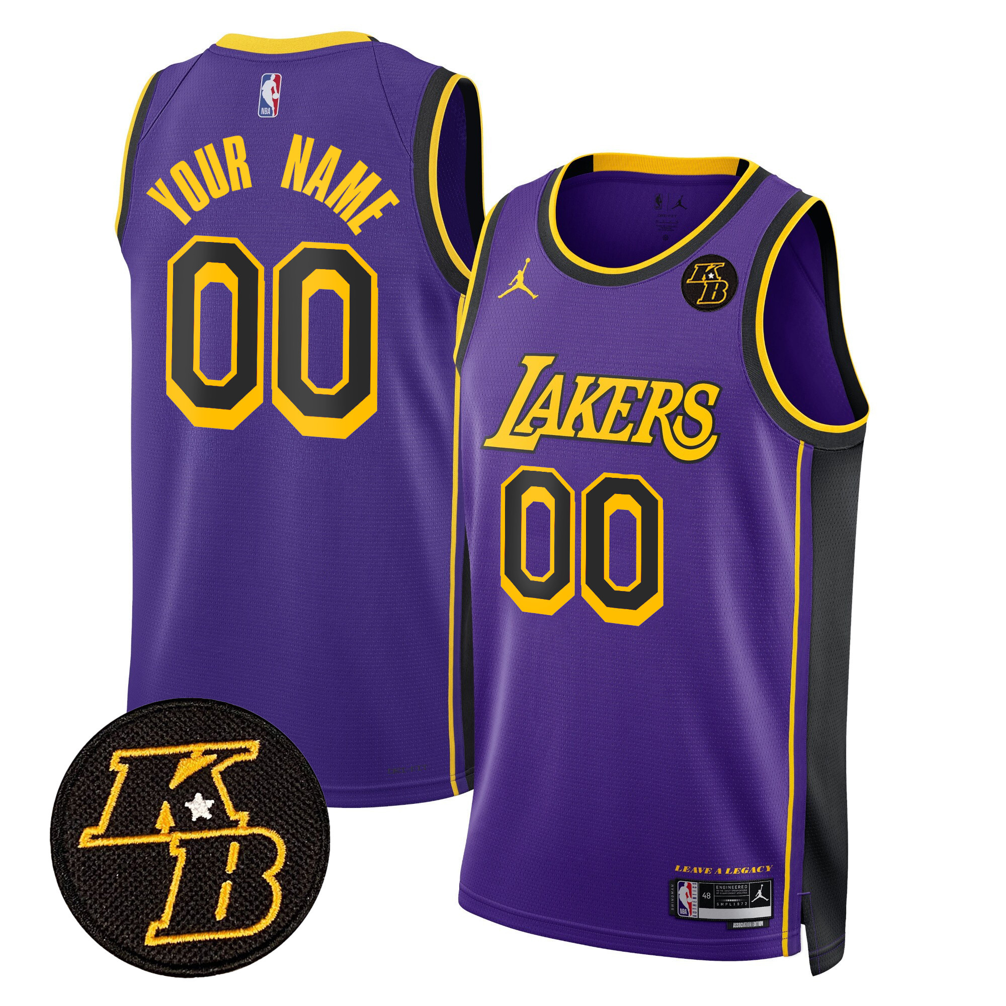 Men's Los Angeles Lakers Kobe Bryant Patch Swingman Custom Statement Jersey - All Stitched
