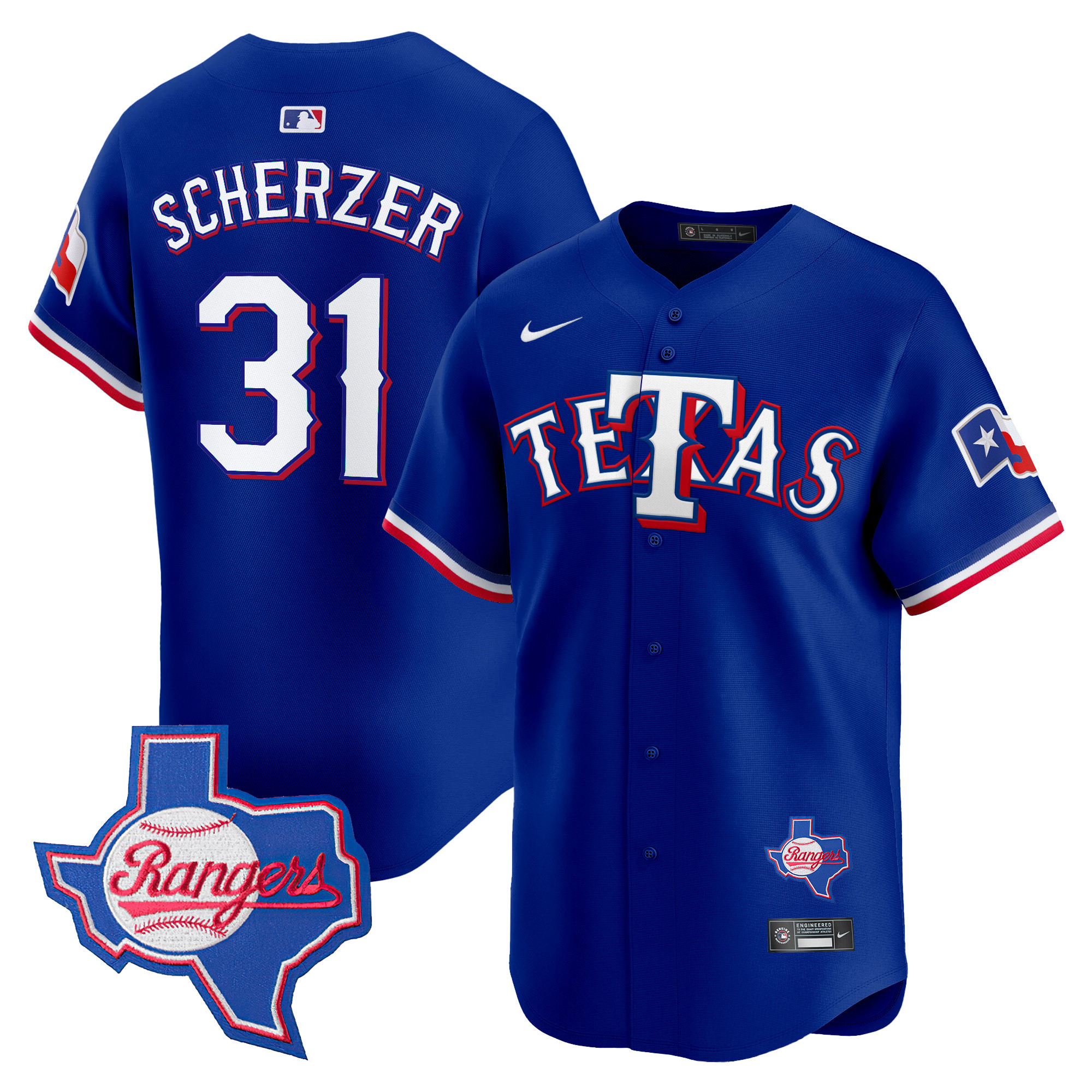 Men's Max Scherzer Texas Rangers 'Tetas Vapor Premier Limited Jersey - All Stitched