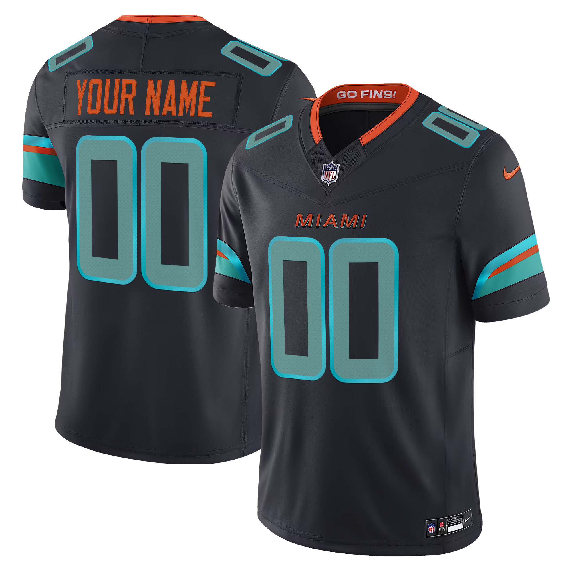 Men's Miami Dolphins 2025 Rivalries Vapor Limited Custom Jersey - All Stitched