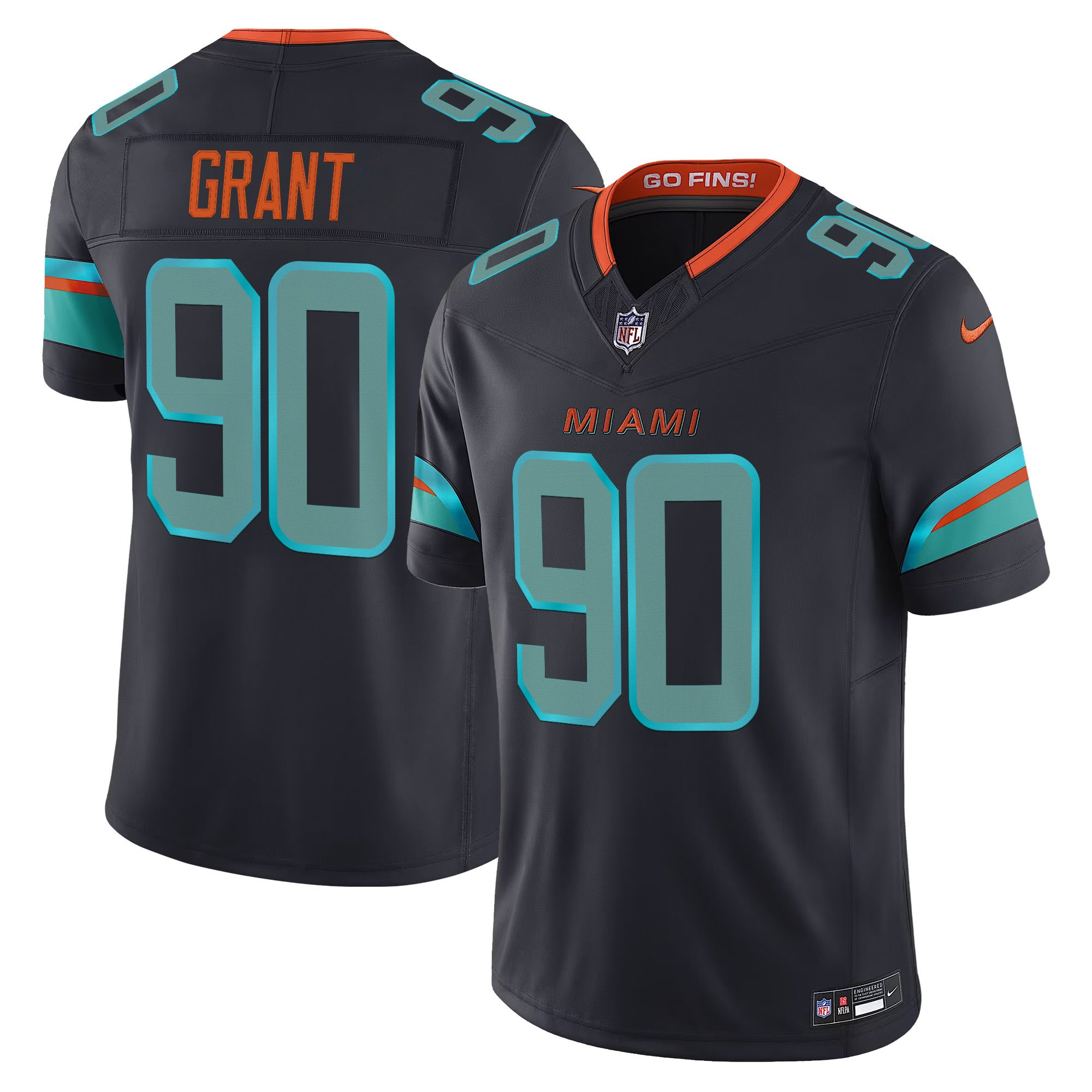 Men's Miami Dolphins 2025 Rivalries Vapor Limited Kenneth Grant Jersey - All Stitched