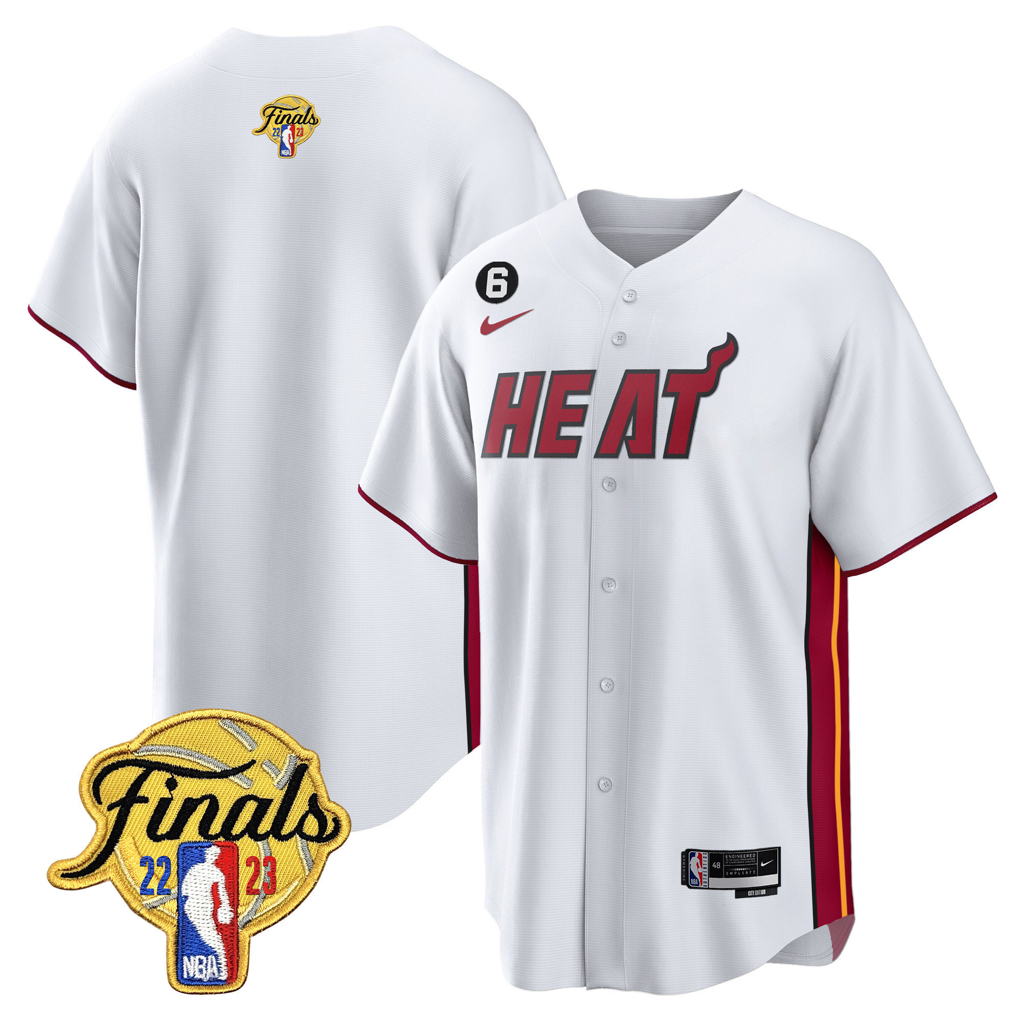 Men's Miami Heat 2023 Finals Baseball Cool Base Association Jersey - All Stitched