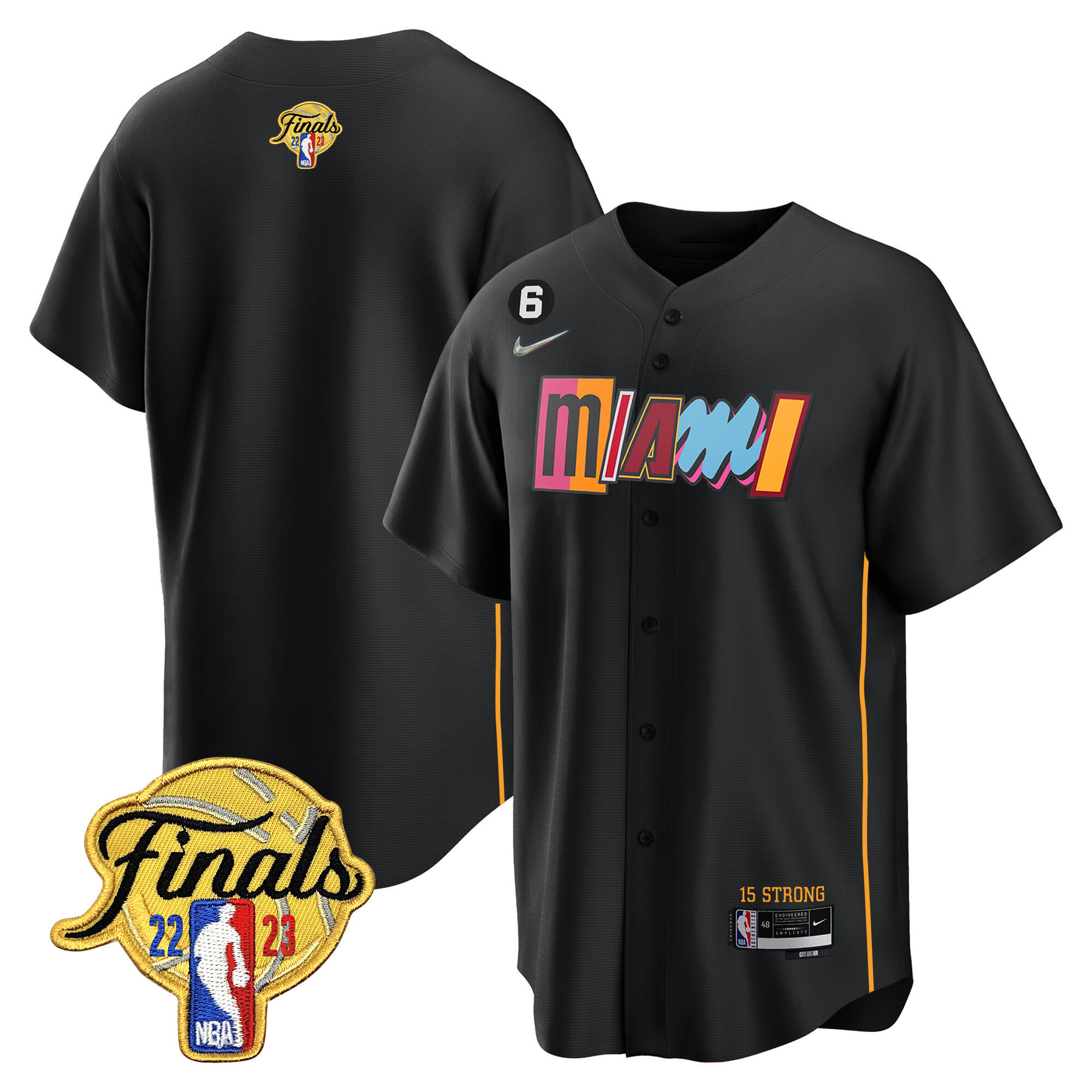 Men's Miami Heat 2023 Finals Baseball Cool Base City Black Jersey - All Stitched