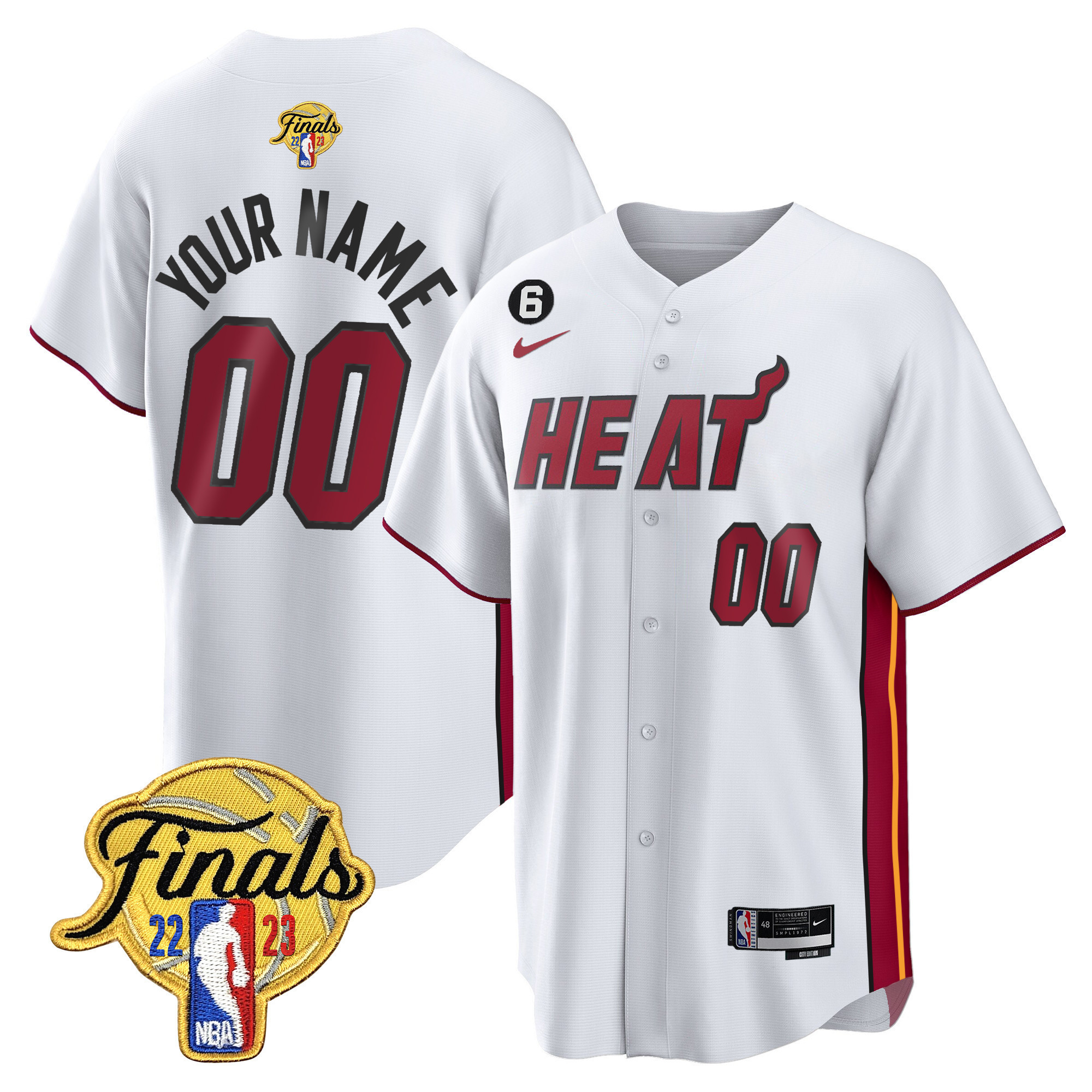 Men's Miami Heat 2023 Finals Baseball Cool Base Custom Association Jersey - All Stitched