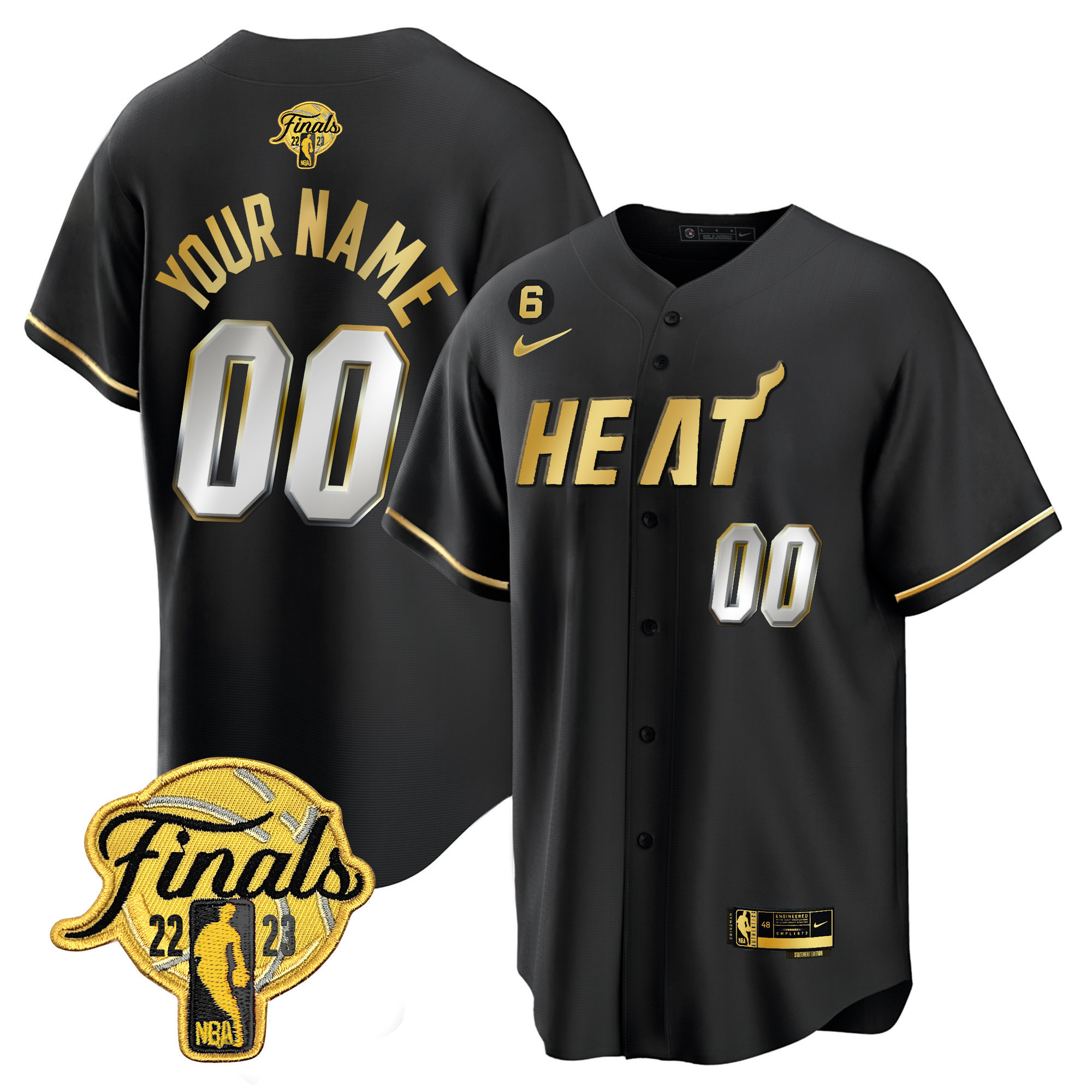 Men's Miami Heat 2023 Finals Baseball Cool Base Custom Black Limited Jersey - All Stitched