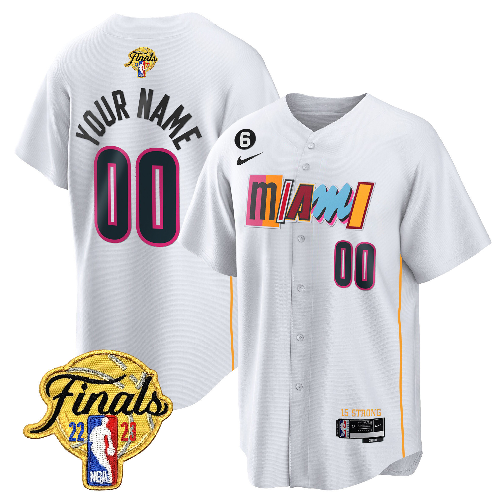 Men's Miami Heat 2023 Finals Baseball Cool Base Custom City White Jersey - All Stitched