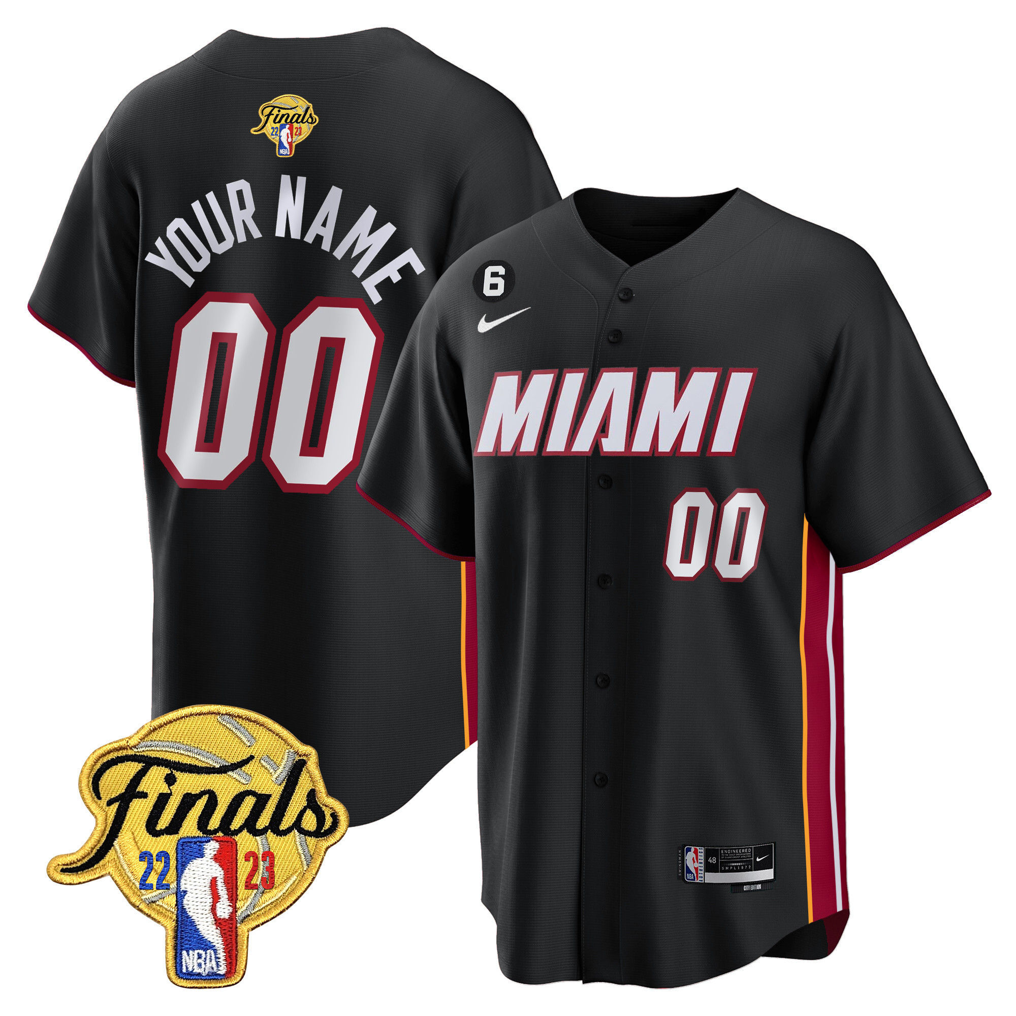 Men's Miami Heat 2023 Finals Baseball Cool Base Custom Icon Black Jersey - All Stitched