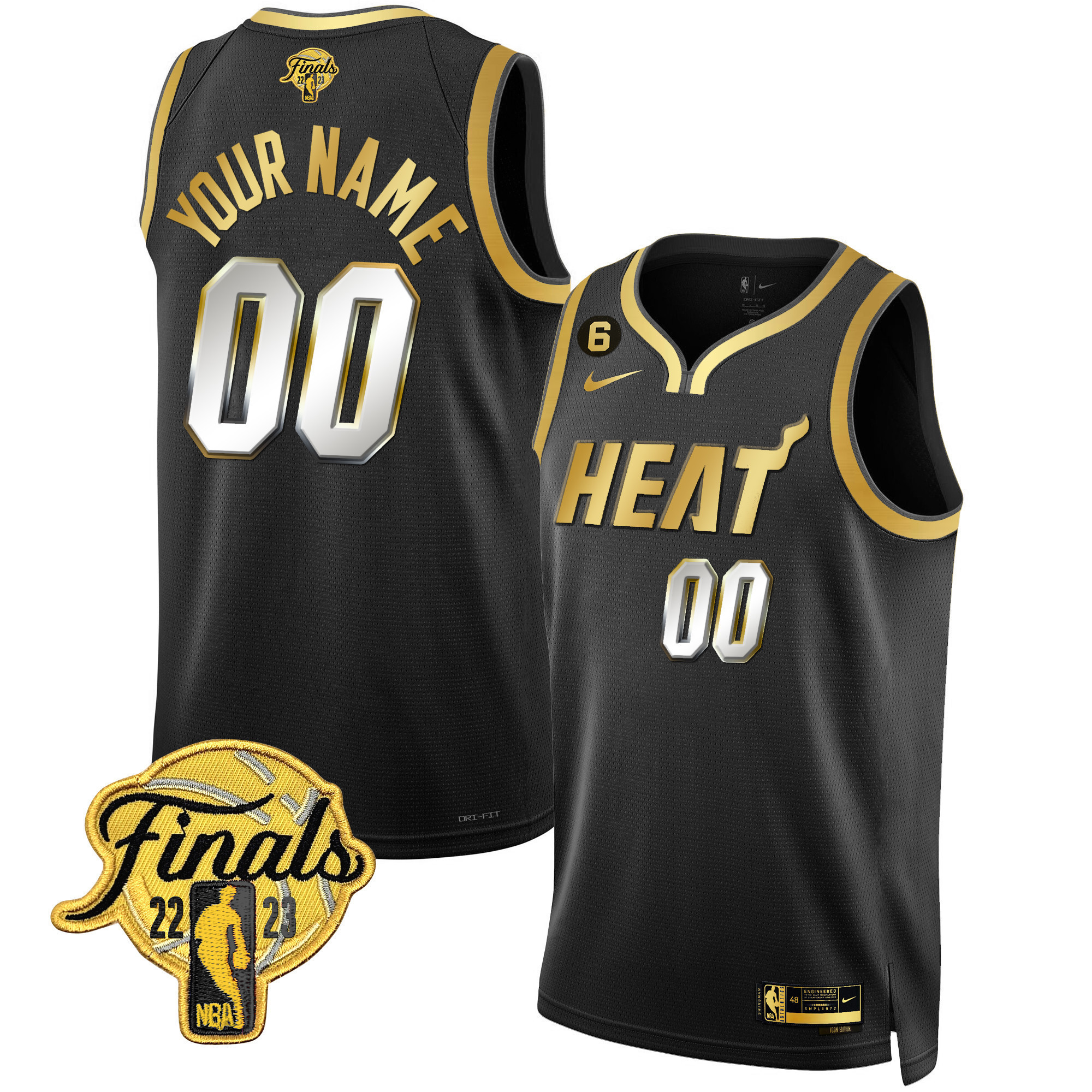 Men's Miami Heat 2023 Finals Patch Collection Custom Black Limited Jersey - All Stitched