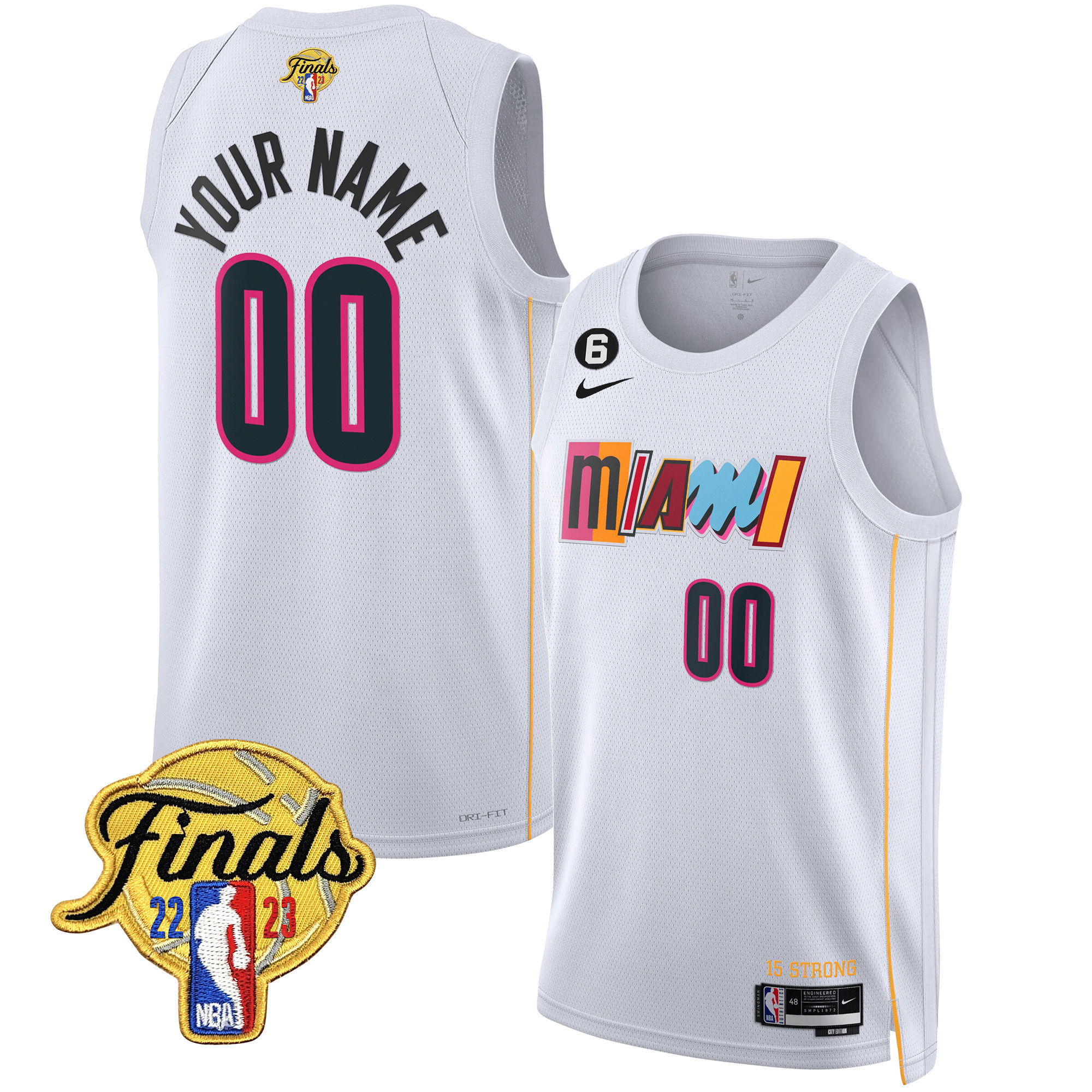 Men's Miami Heat 2023 Finals Patch Collection Custom City White Jersey - All Stitched