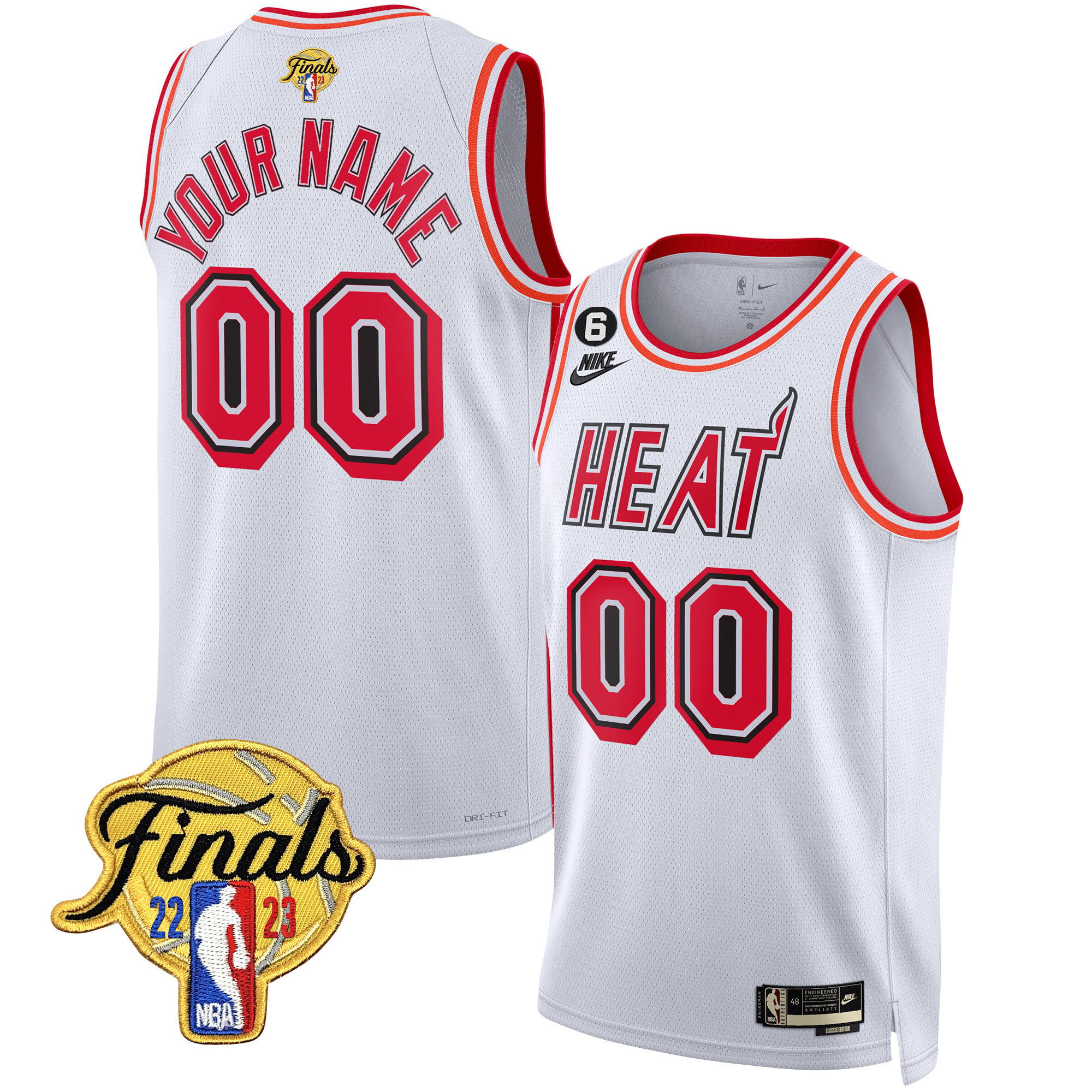 Men's Miami Heat 2023 Finals Patch Collection Custom Classic White Jersey V4 - All Stitched