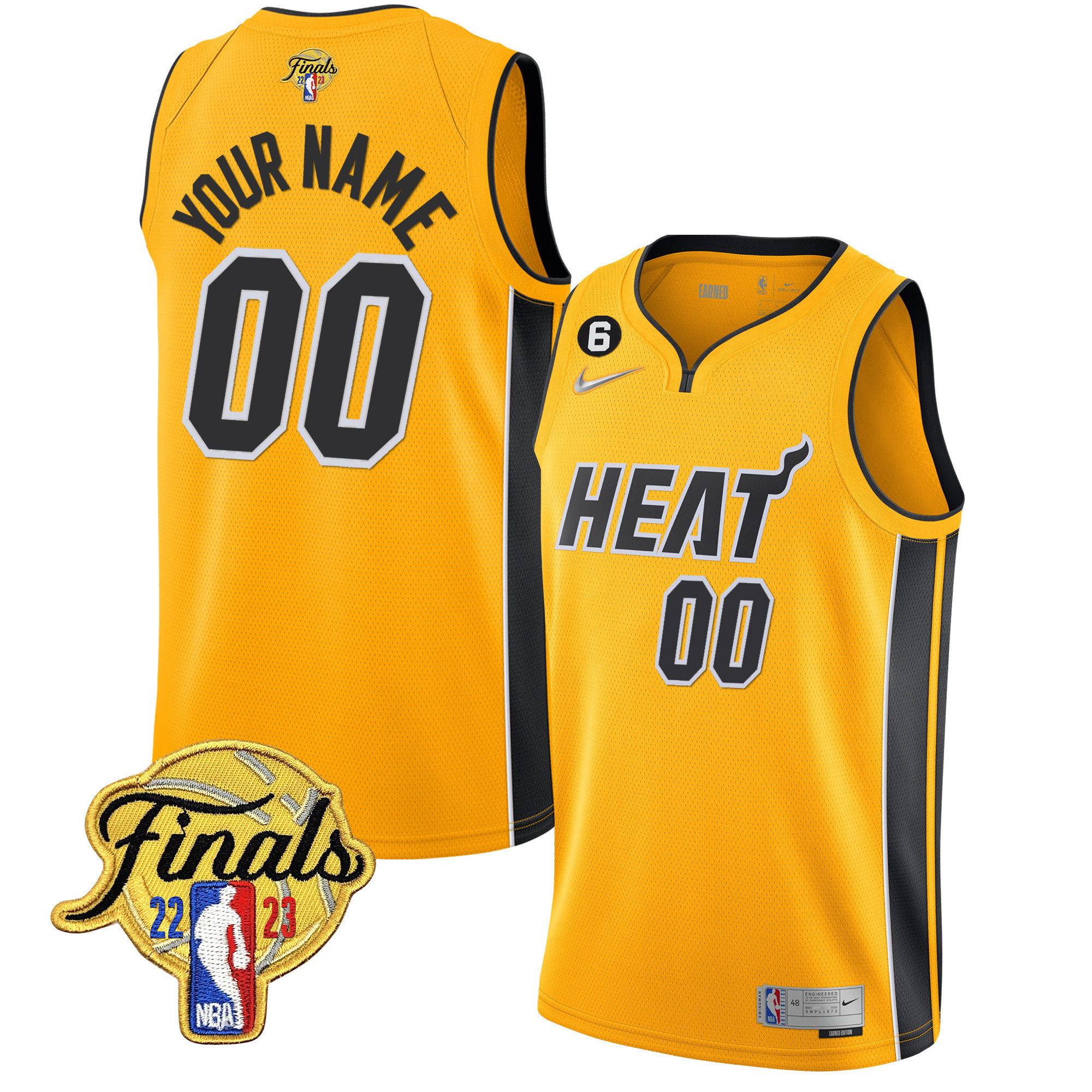 Men's Miami Heat 2023 Finals Patch Collection Custom Gold Jersey V5 - All Stitched