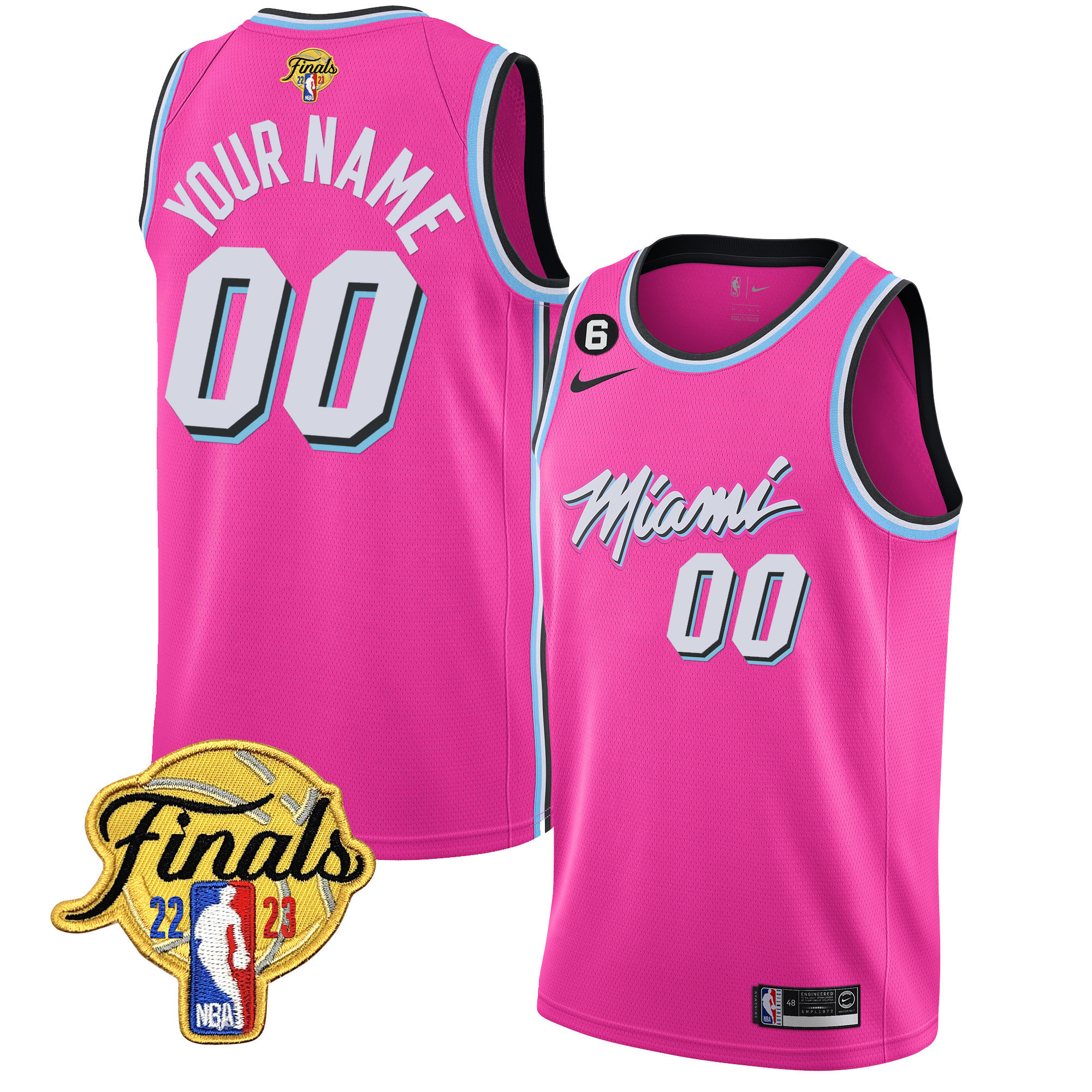 Men's Miami Heat 2023 Finals Patch Collection Custom Pink Jersey V5 - All Stitched