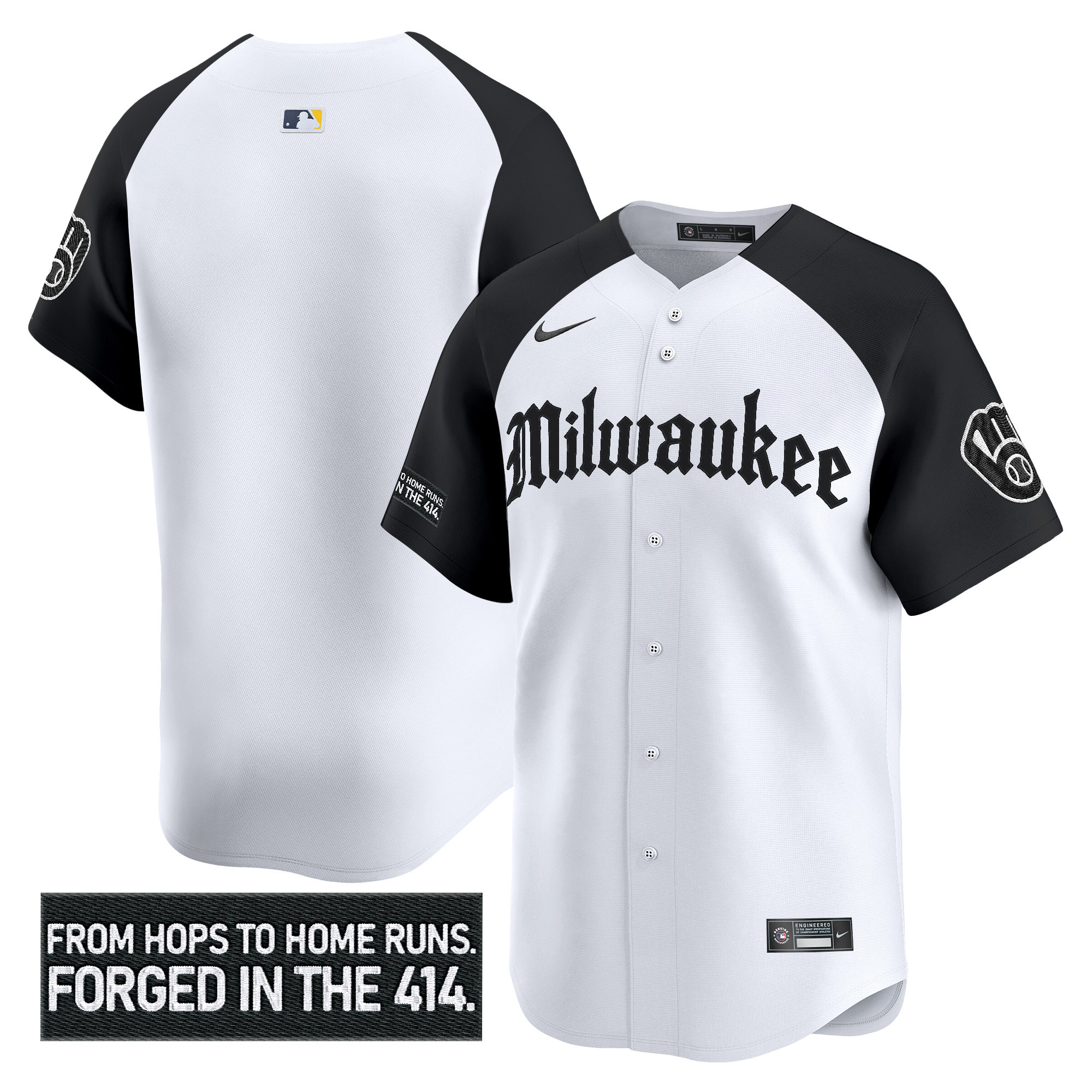 Men's Milwaukee Brewers Gothic 414 Shadows Edition Vapor Premier Limited Alternate Jersey - All Stitched