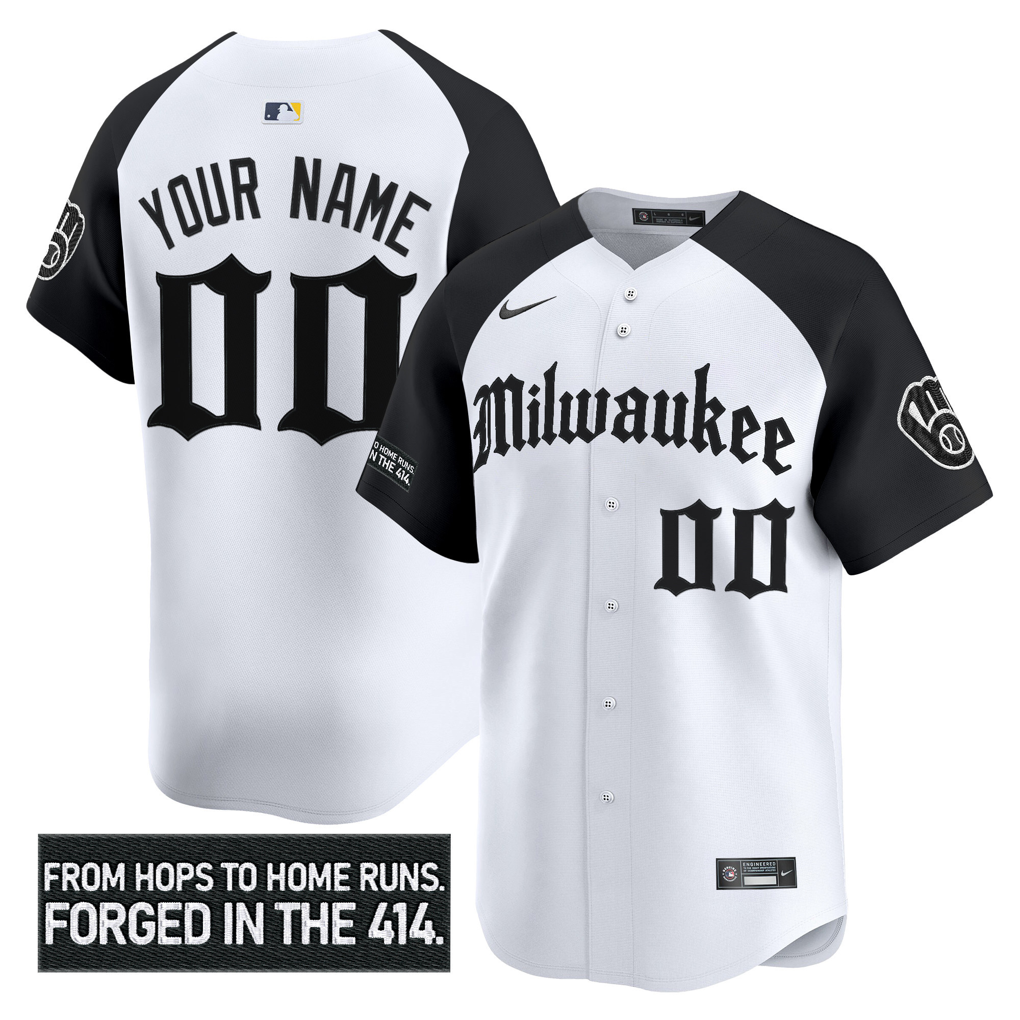 Men's Milwaukee Brewers Gothic 414 Shadows Edition Vapor Premier Limited Custom Alternate Jersey - All Stitched