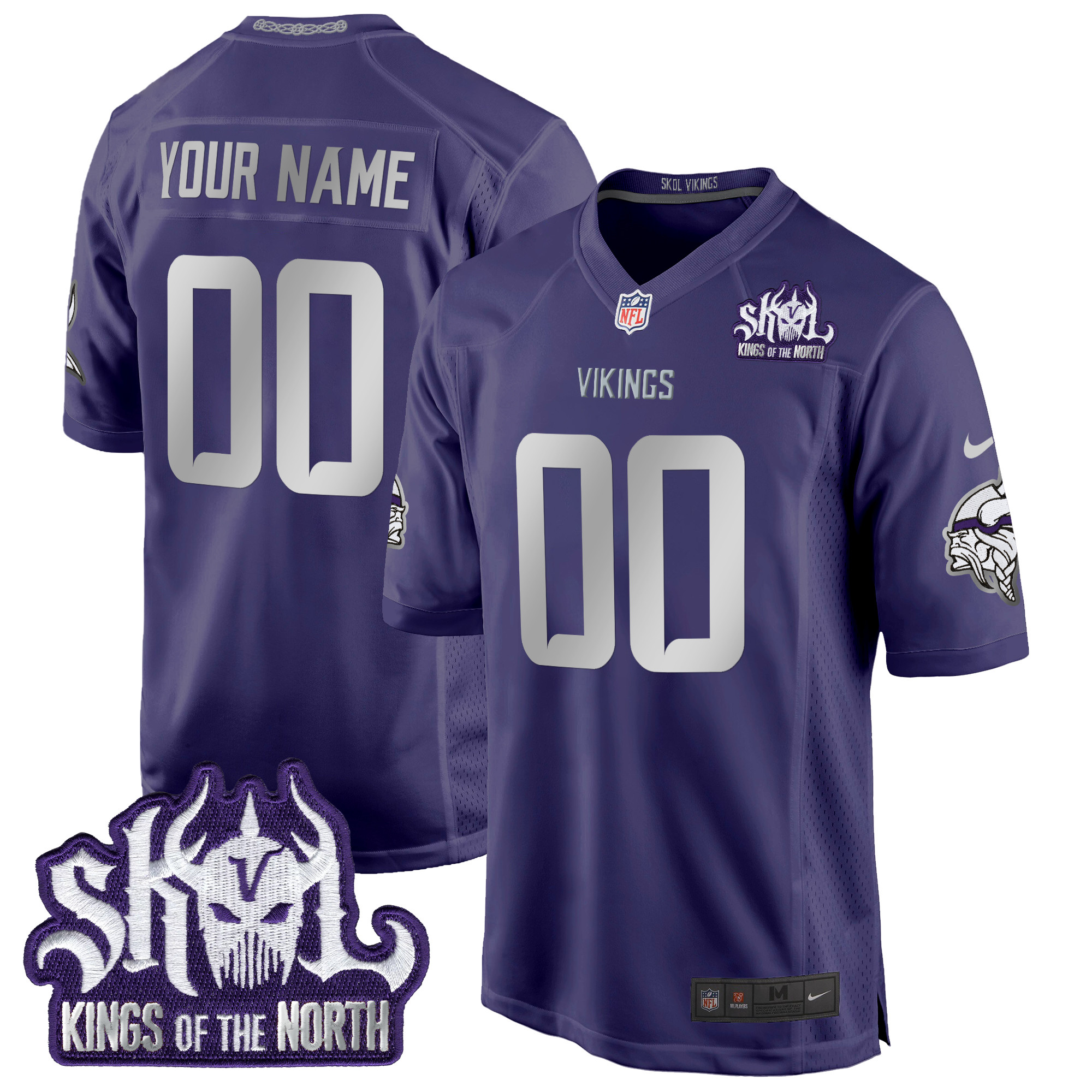 Men's Minnesota Vikings 2024 Winter Warrior Skol Patch Game Custom Purple Jersey - All Stitched