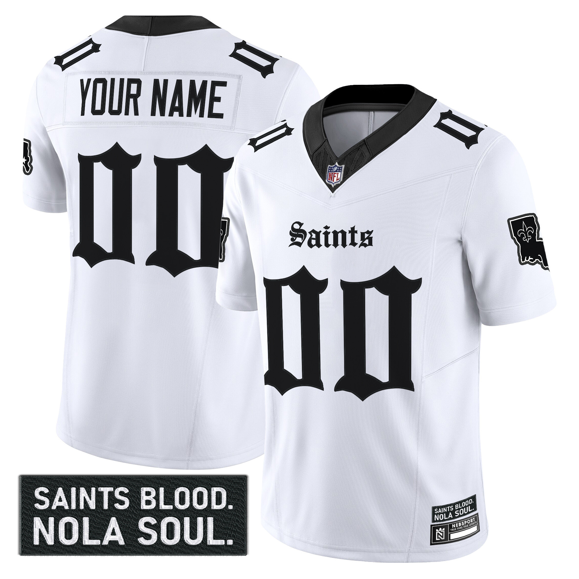 Men's New Orleans Saints Gothic Vieux CarrÃƒÆ’Ã‚Â© Edition Vapor Custom White Jersey - All Stitched