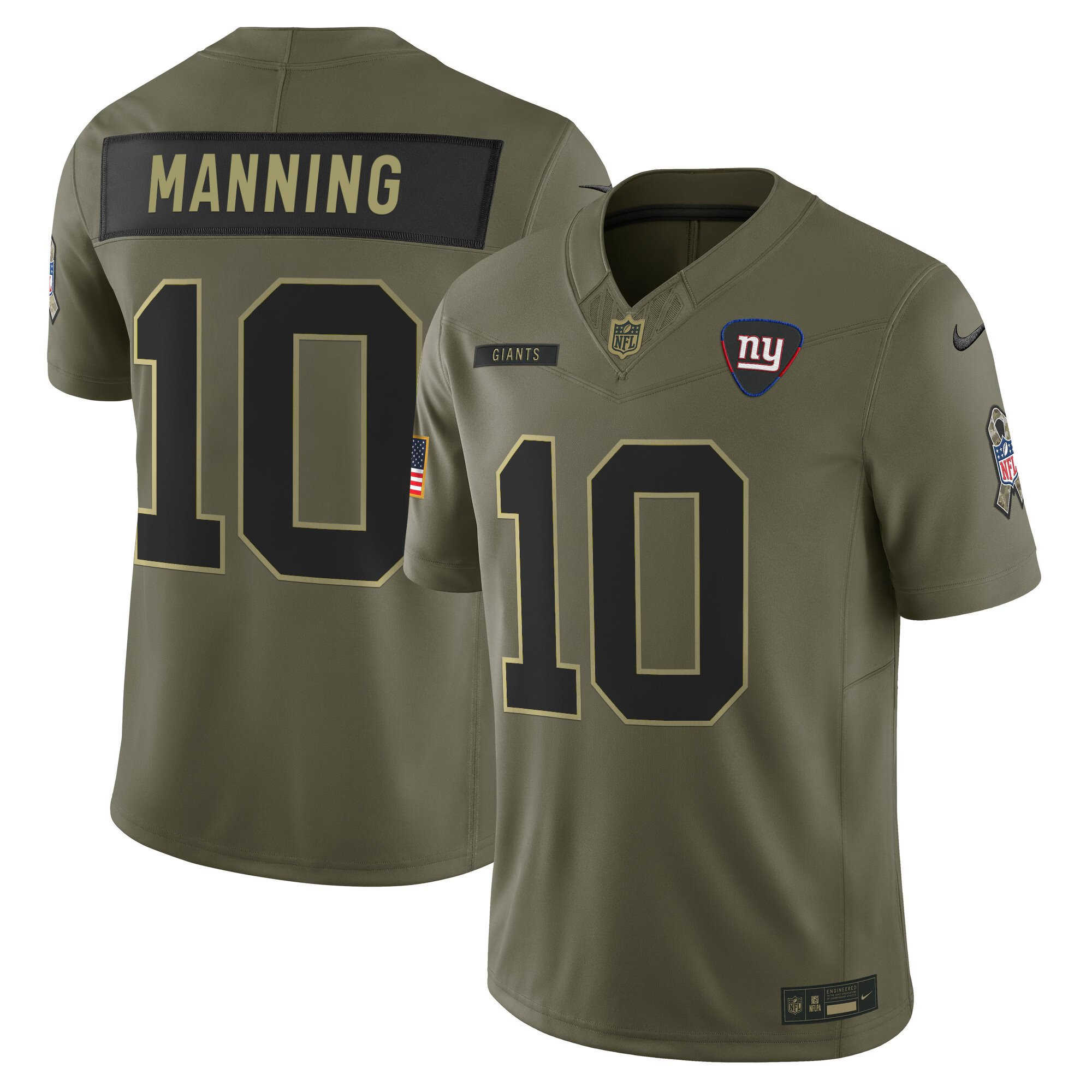 Men's New York Giants 2025 Salute to Service Vapor Limited Eli Manning Jersey - All Stitched