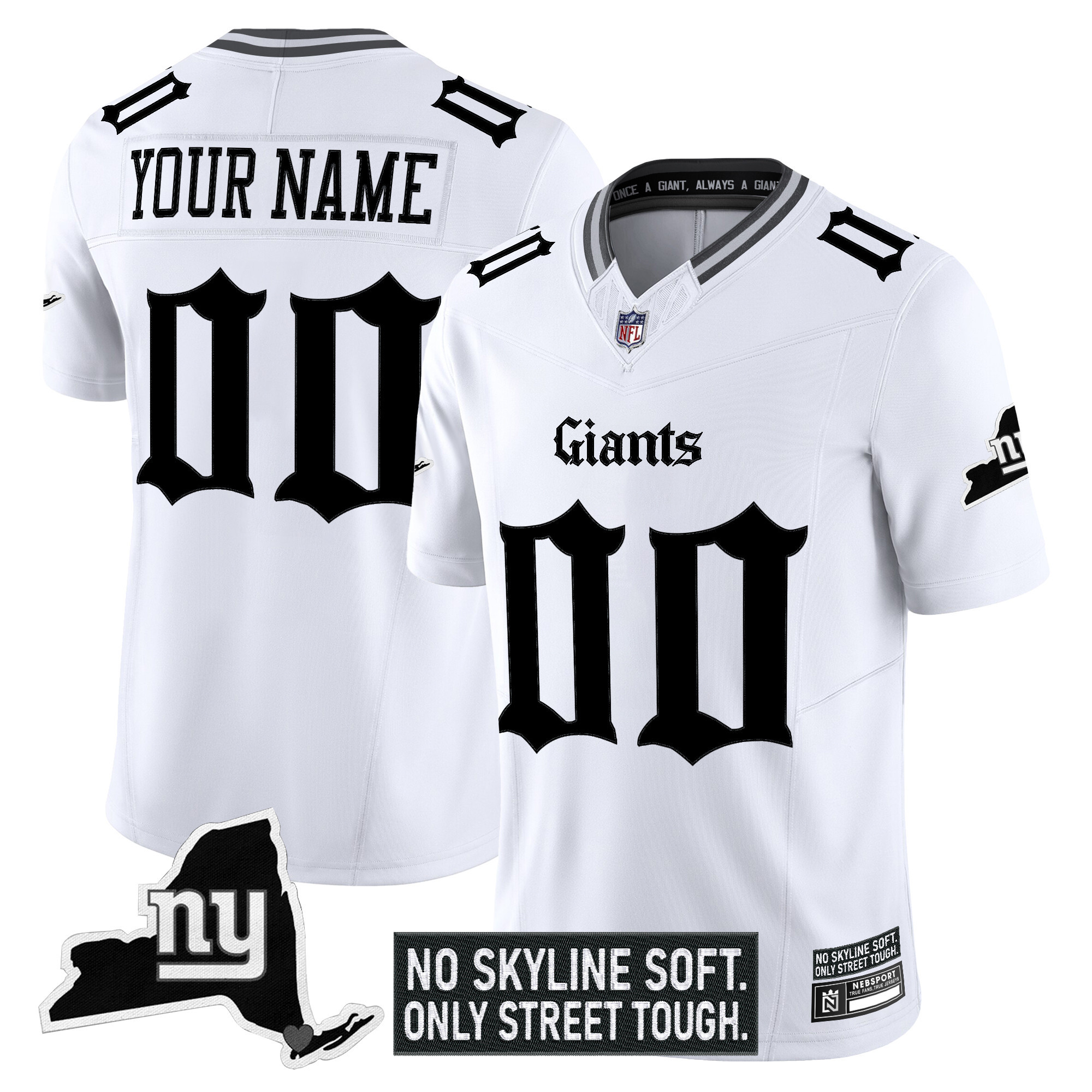 Men's New York Giants Gothic Gotham Edition Vapor Limited Custom White Jersey - All Stitched