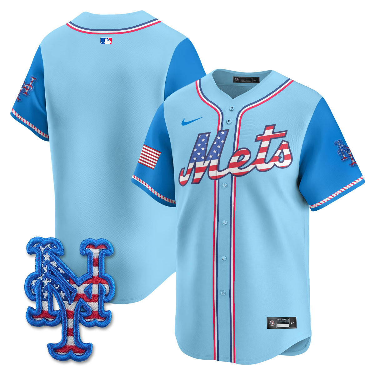 Men's New York Mets 2025 Fourth of July Vapor Premier Limited Light Blue Alternate Jersey - All Stitched