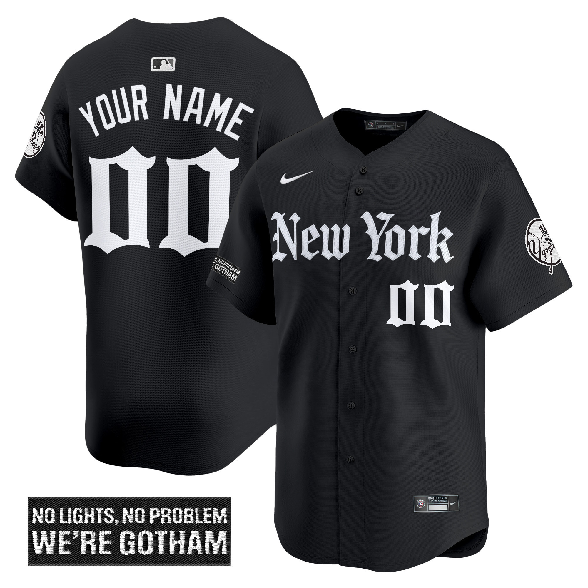 Men's New York Yankees Gothic Legacy Edition Vapor Premier Limited Custom Black Jersey - All Stitched