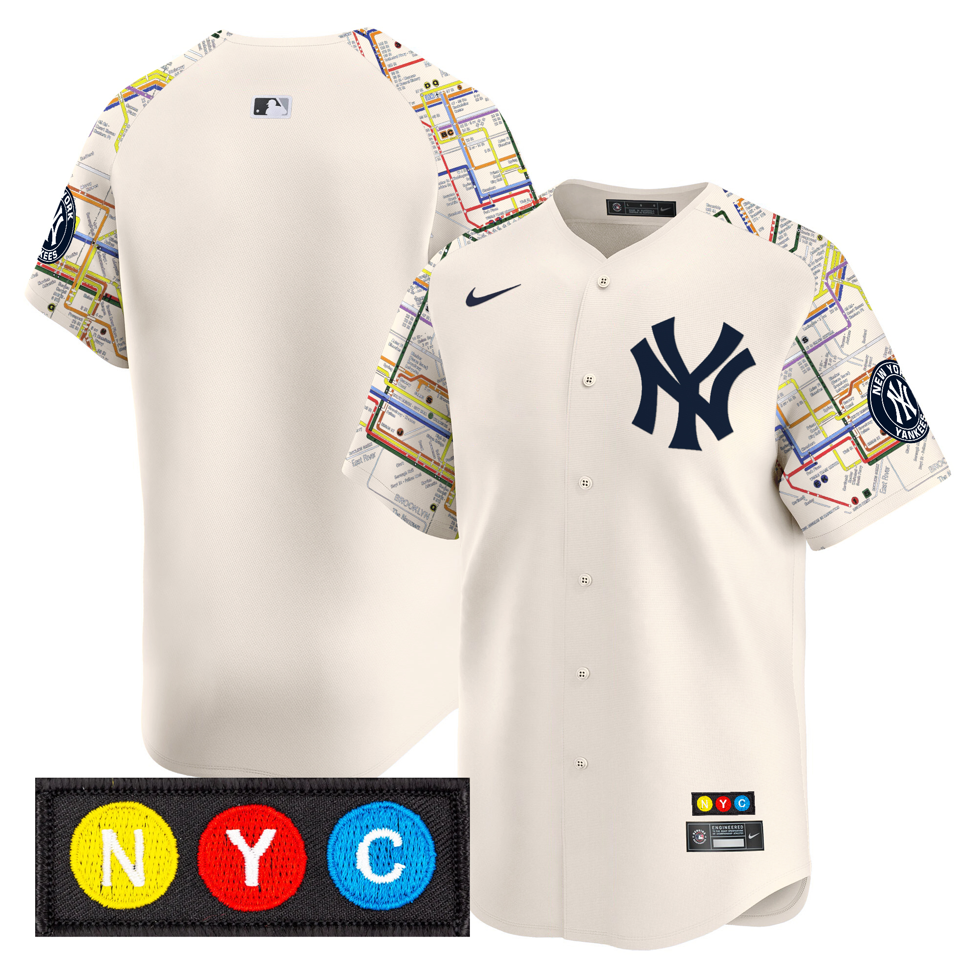 Men's New York Yankees Subway Style Vapor Premier Limited Cream Jersey - Stitched