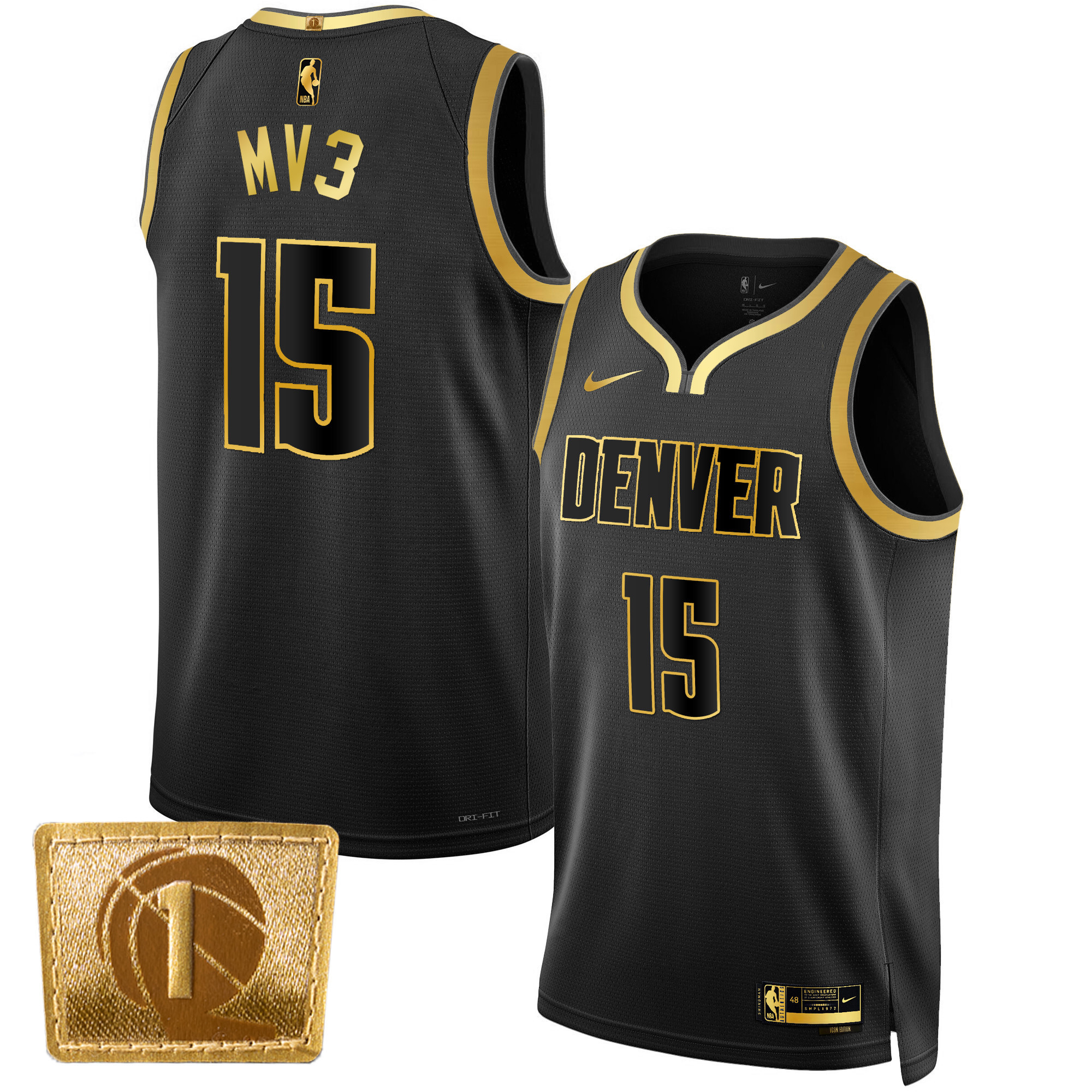 Men's Nikola Jokic Denver Nuggets MV3 Swingman Black Gold Jersey - All Stitched