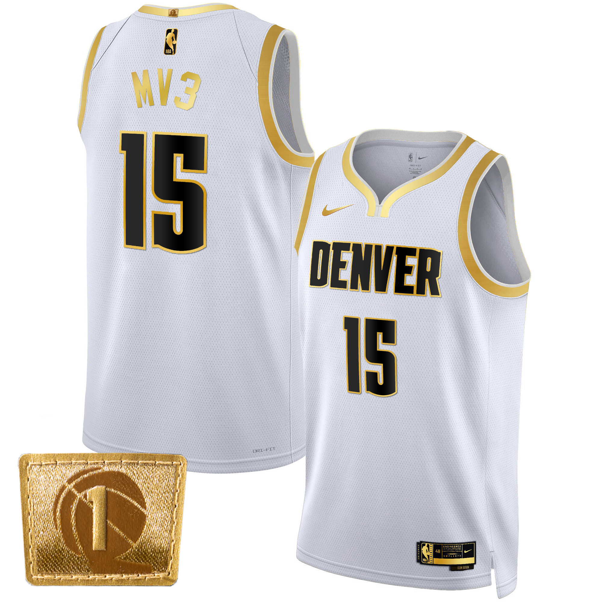 Men's Nikola Jokic Denver Nuggets MV3 Swingman White Gold Jersey - All Stitched
