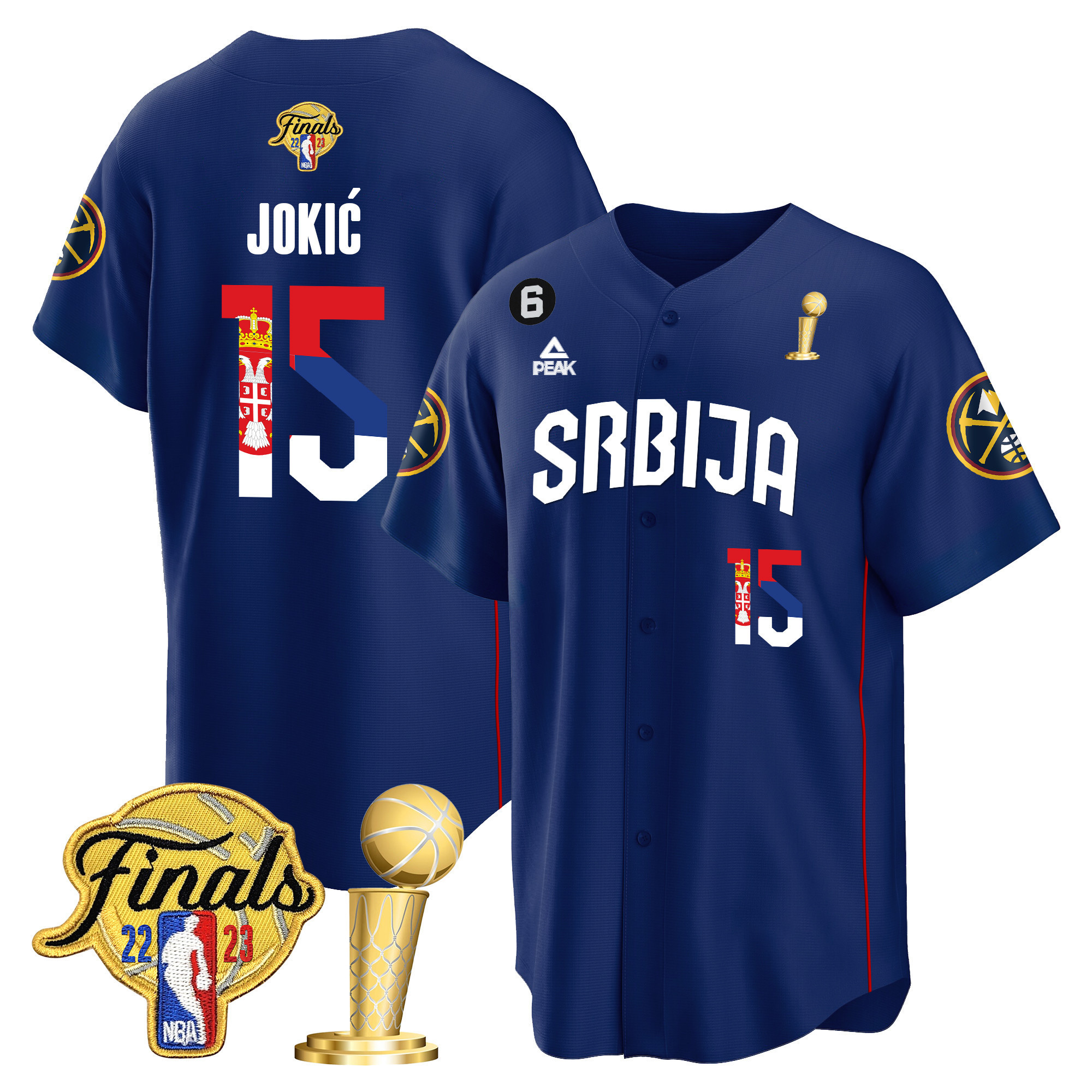 Men's Nikola Jokic Denver Nuggets Serbia Flag Finals & Champions Cool Base Navy Jersey - All Stitched