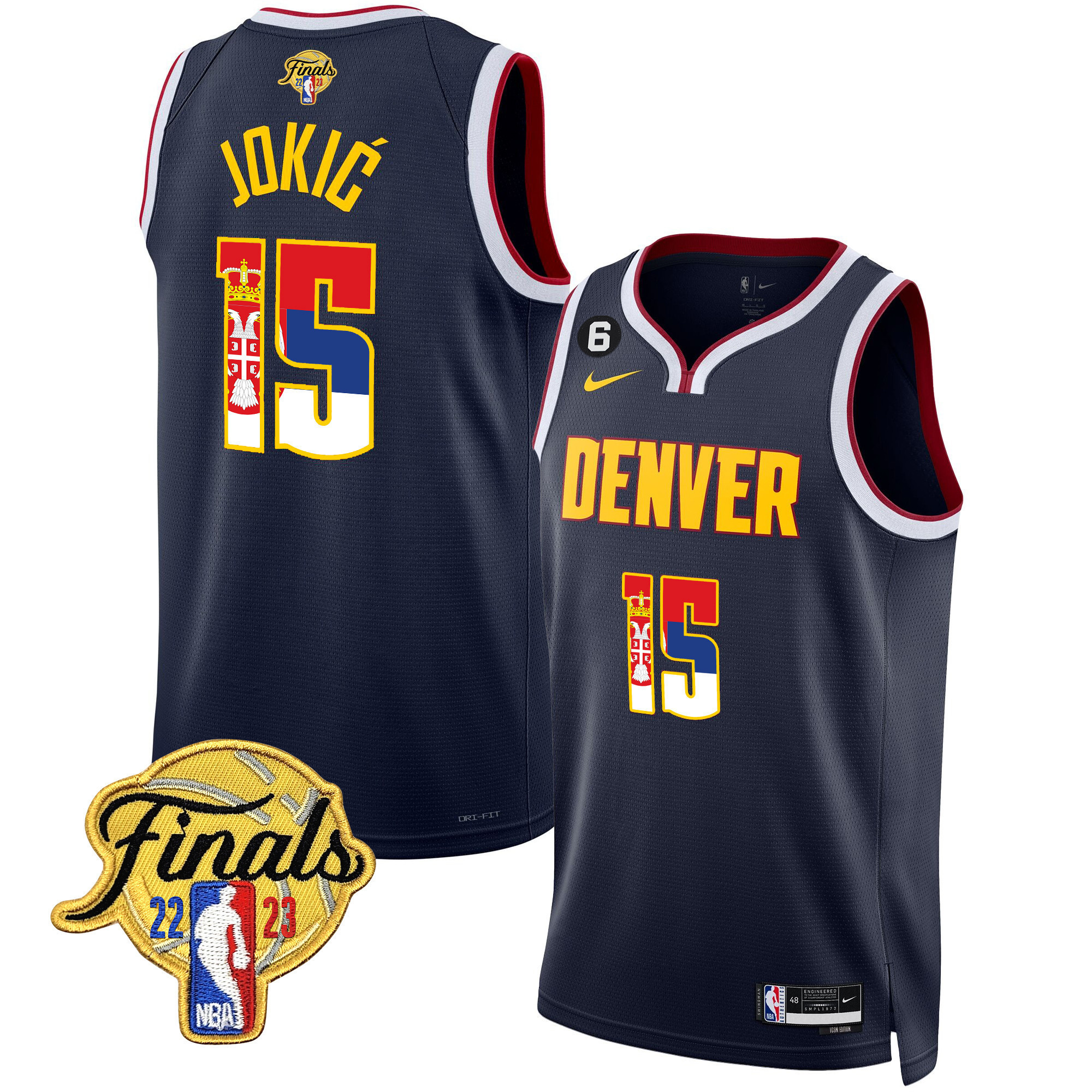 Men's Nikola Jokic Denver Nuggets Serbia Flag Finals Patch Icon Jersey - All Stitched