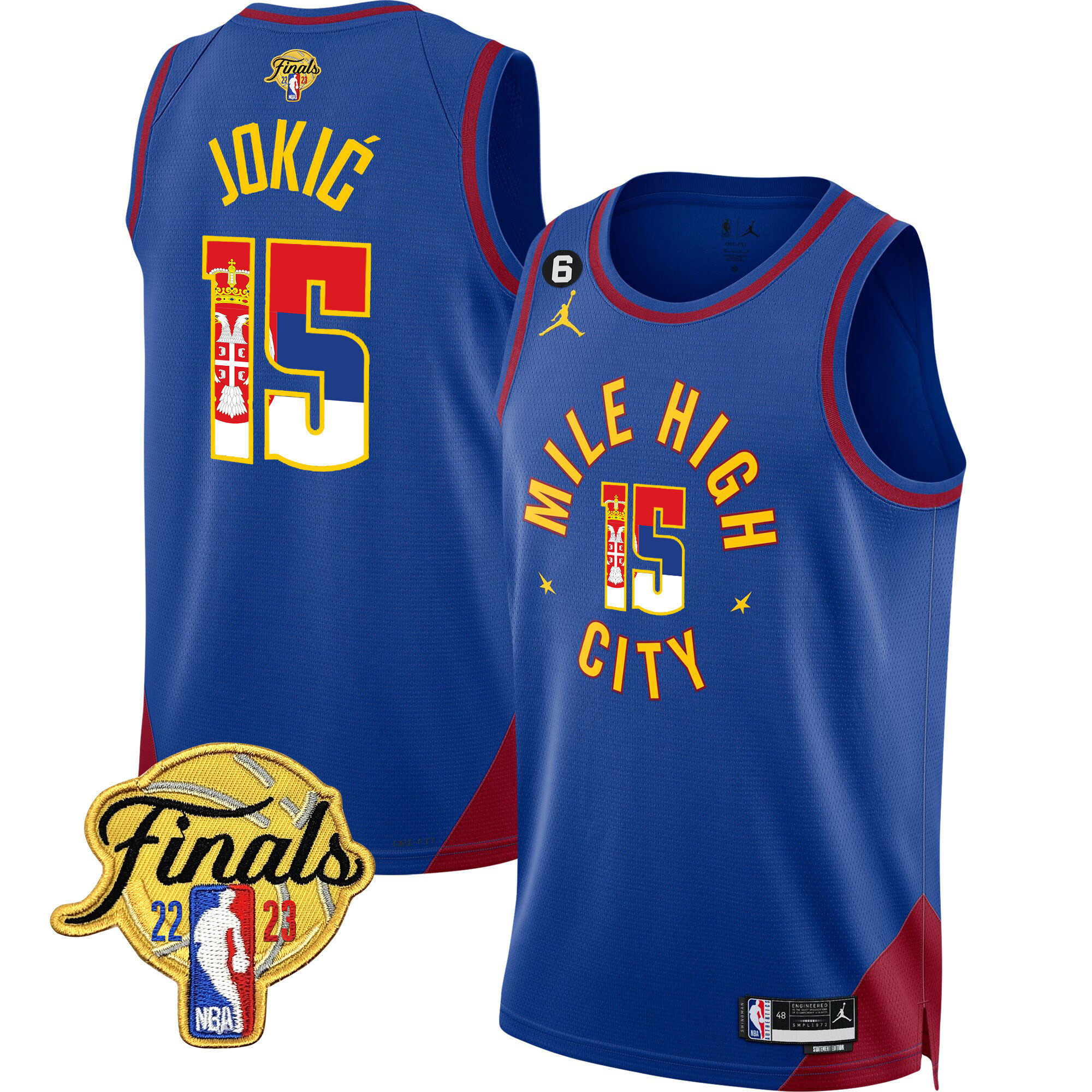 Men's Nikola Jokic Denver Nuggets Serbia Flag Finals Patch Statement Jersey - All Stitched