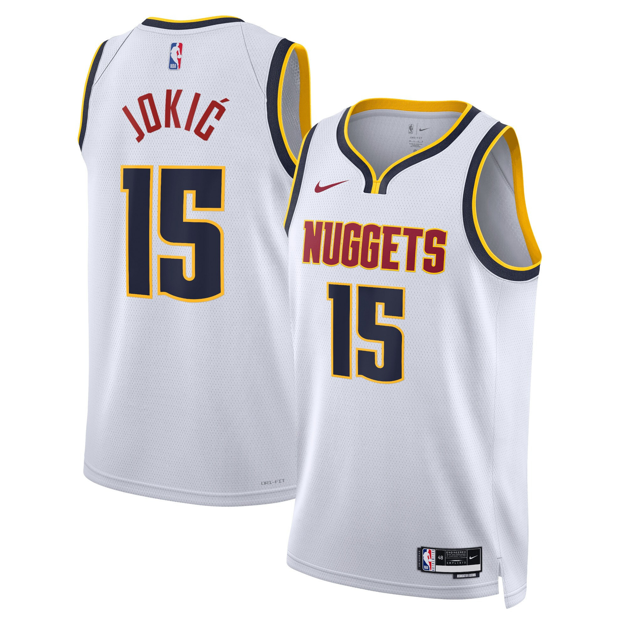 Men's Nikola Jokic Denver Nuggets White White Jersey Ãƒâ€šÃ¢â‚¬â€œ All Stitched